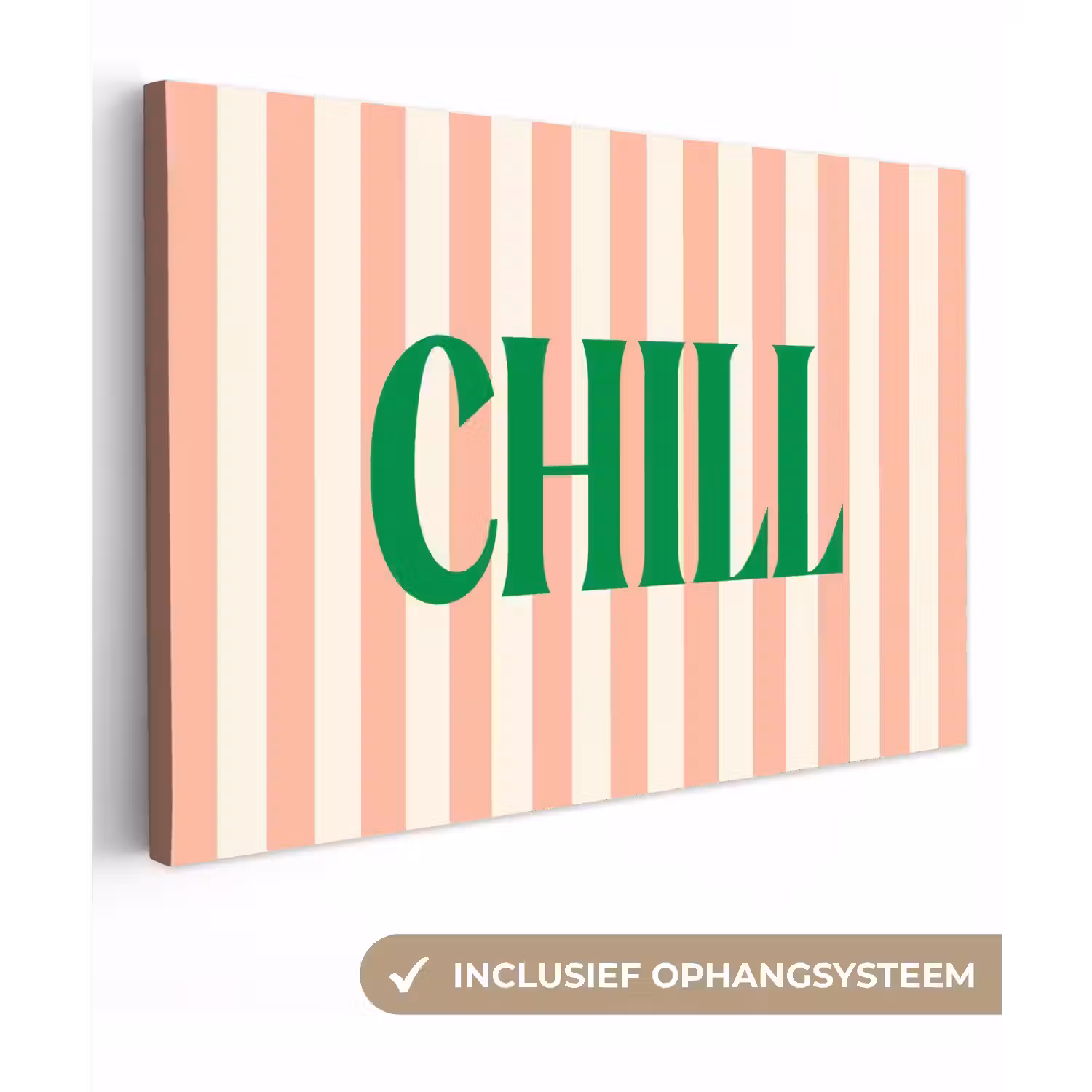 Zachtroze - Groen - Strepen - Chill canvas 2cm klein -3d