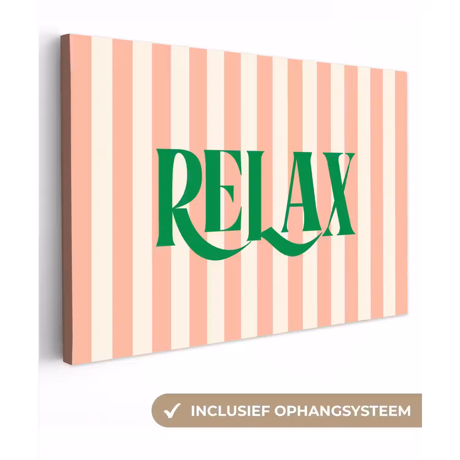 Zachtroze - Groen - Strepen - Relax canvas 2cm klein -3d