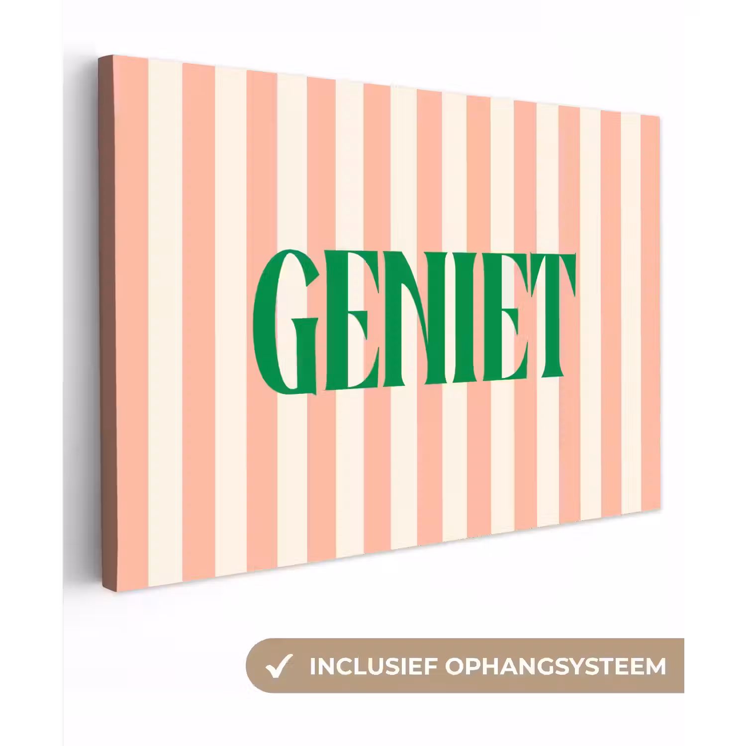 Zachtroze - Groen - Strepen - Geniet canvas 2cm klein -3d