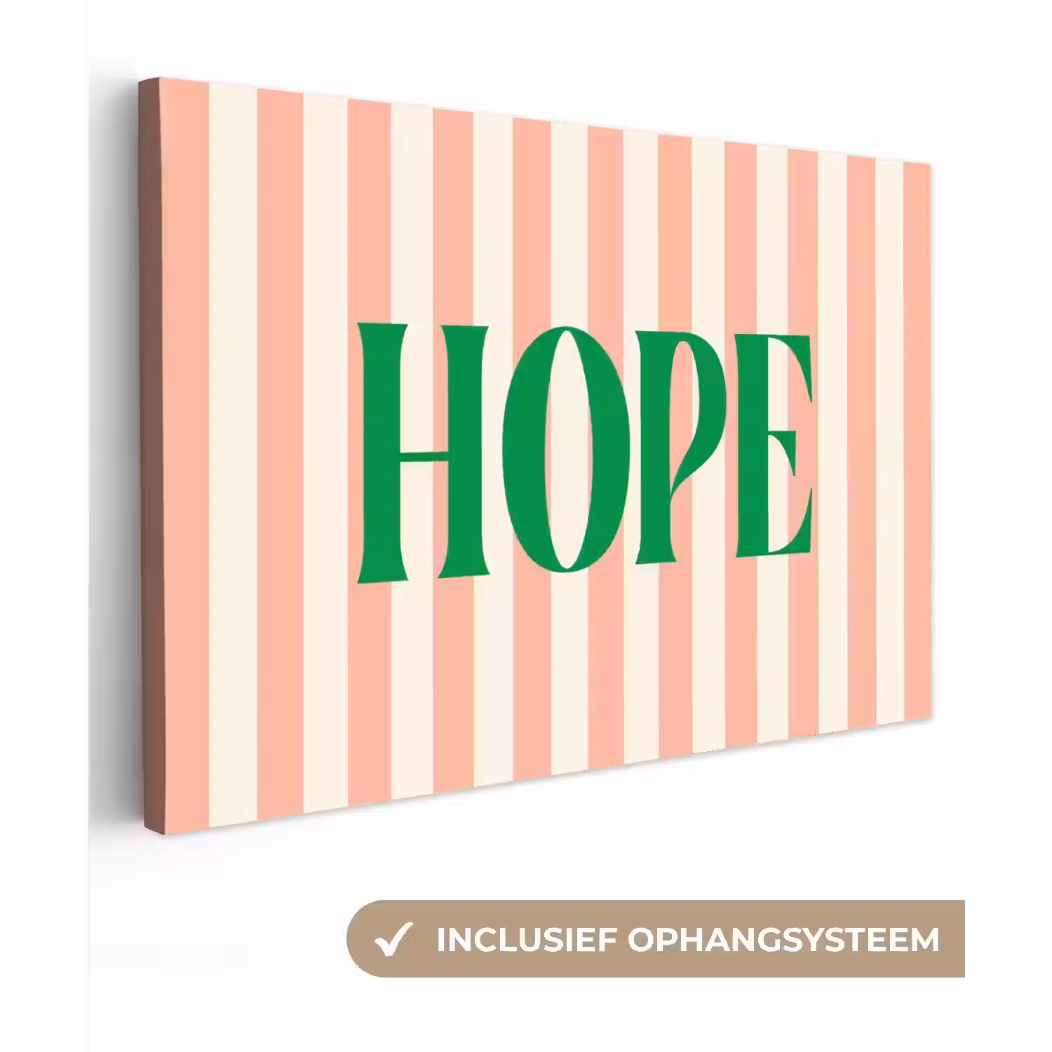 Zachtroze - Groen - Strepen - Hope canvas 2cm klein -3d