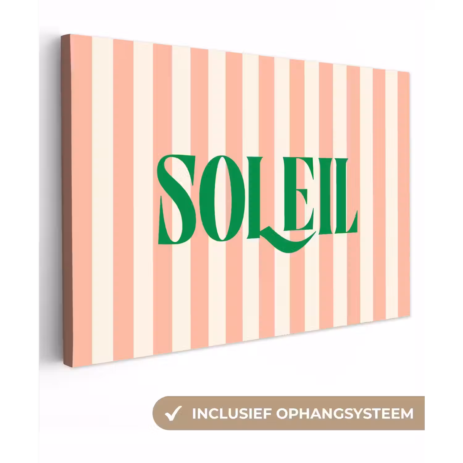 Zachtroze - Groen - Strepen - Soleil canvas 2cm klein -3d