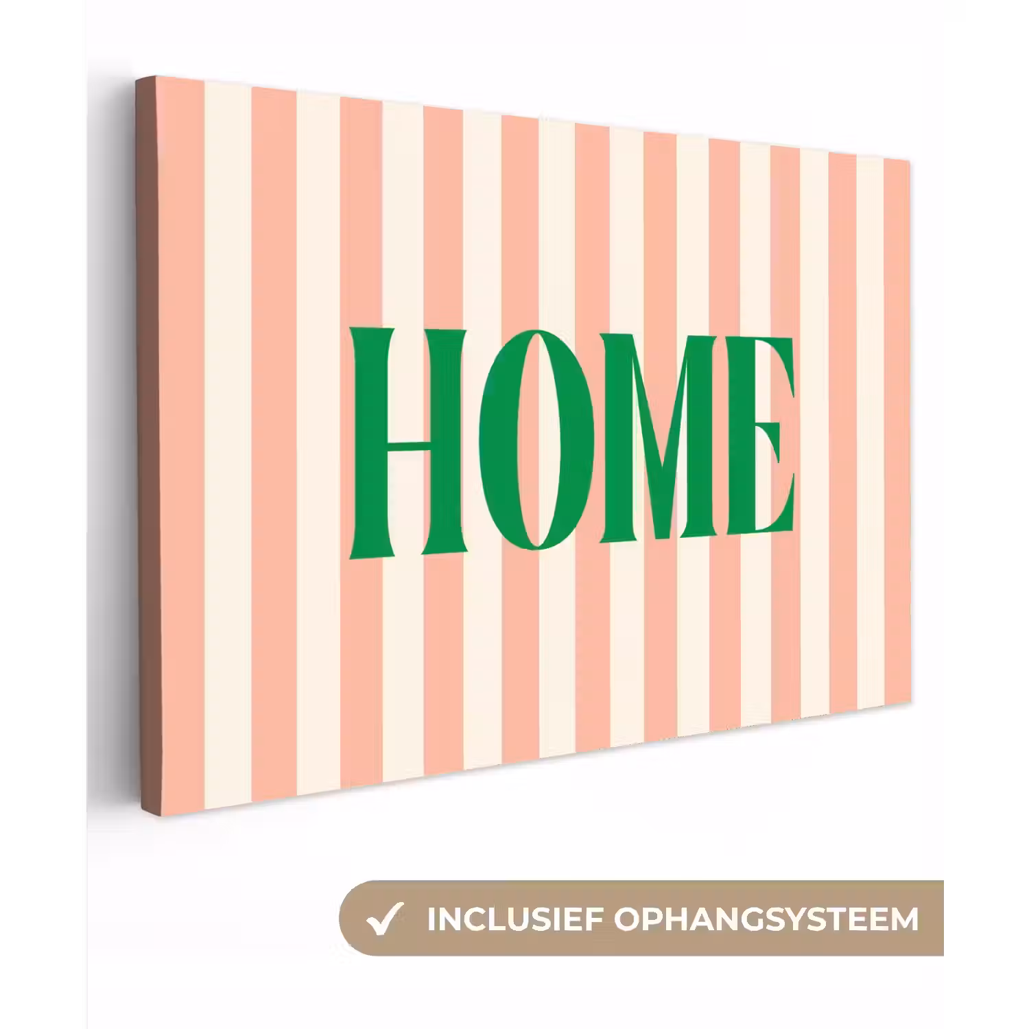 Zachtroze - Groen - Strepen - Home canvas 2cm klein -3d