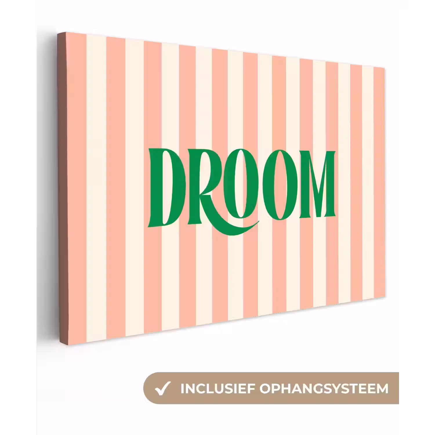 Zachtroze - Groen - Strepen - Droom canvas 2cm klein -3d