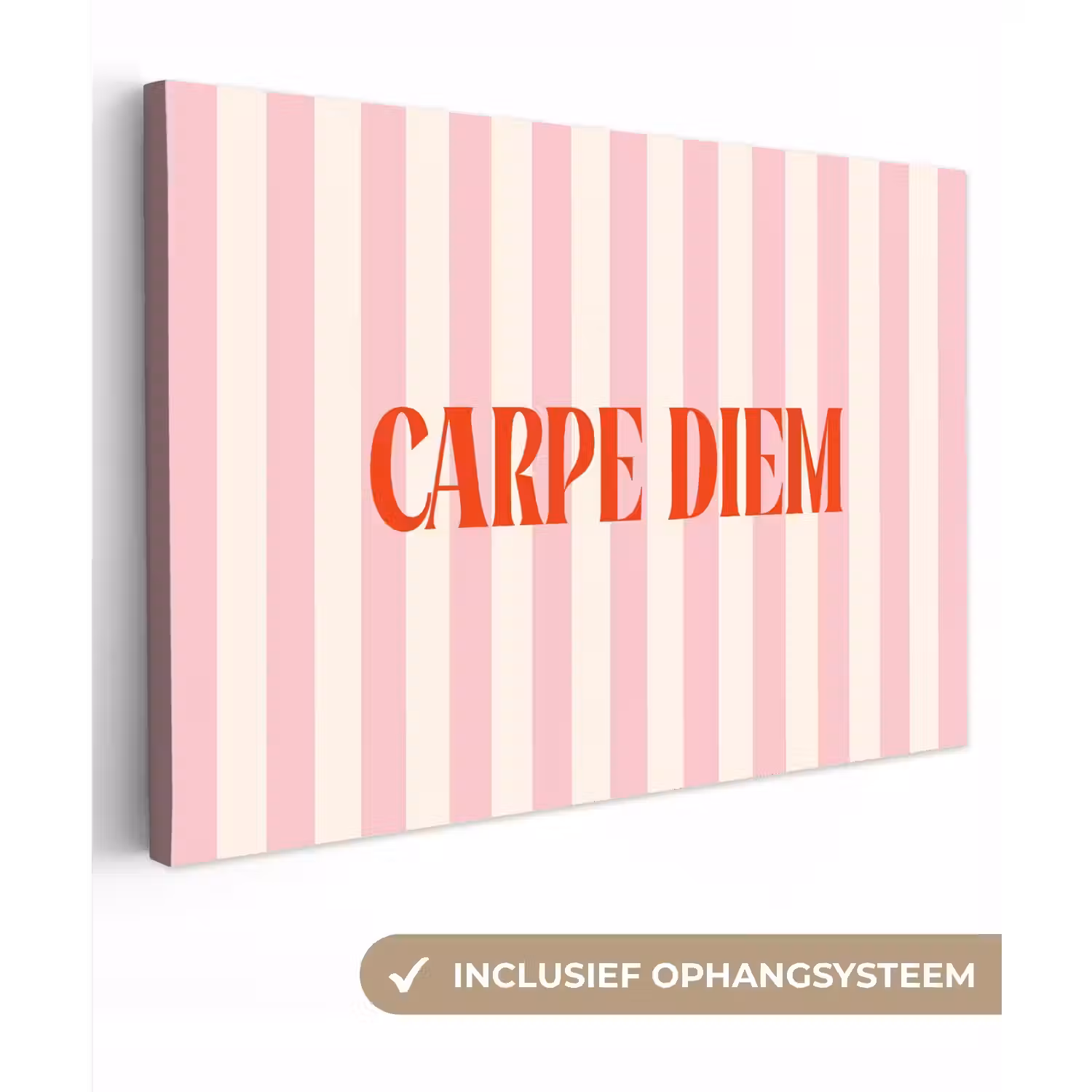 Zachtroze - Rood - Strepen - Carpe Diem canvas 2cm klein -3d