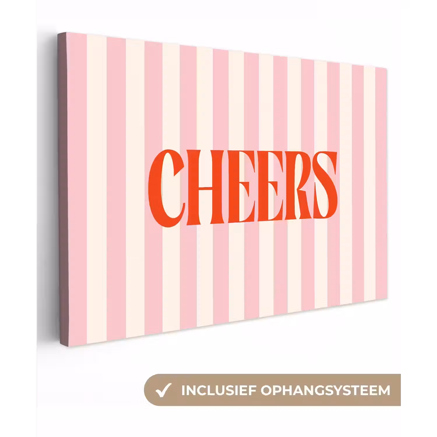 Zachtroze - Rood - Strepen - Cheers canvas 2cm klein -3d