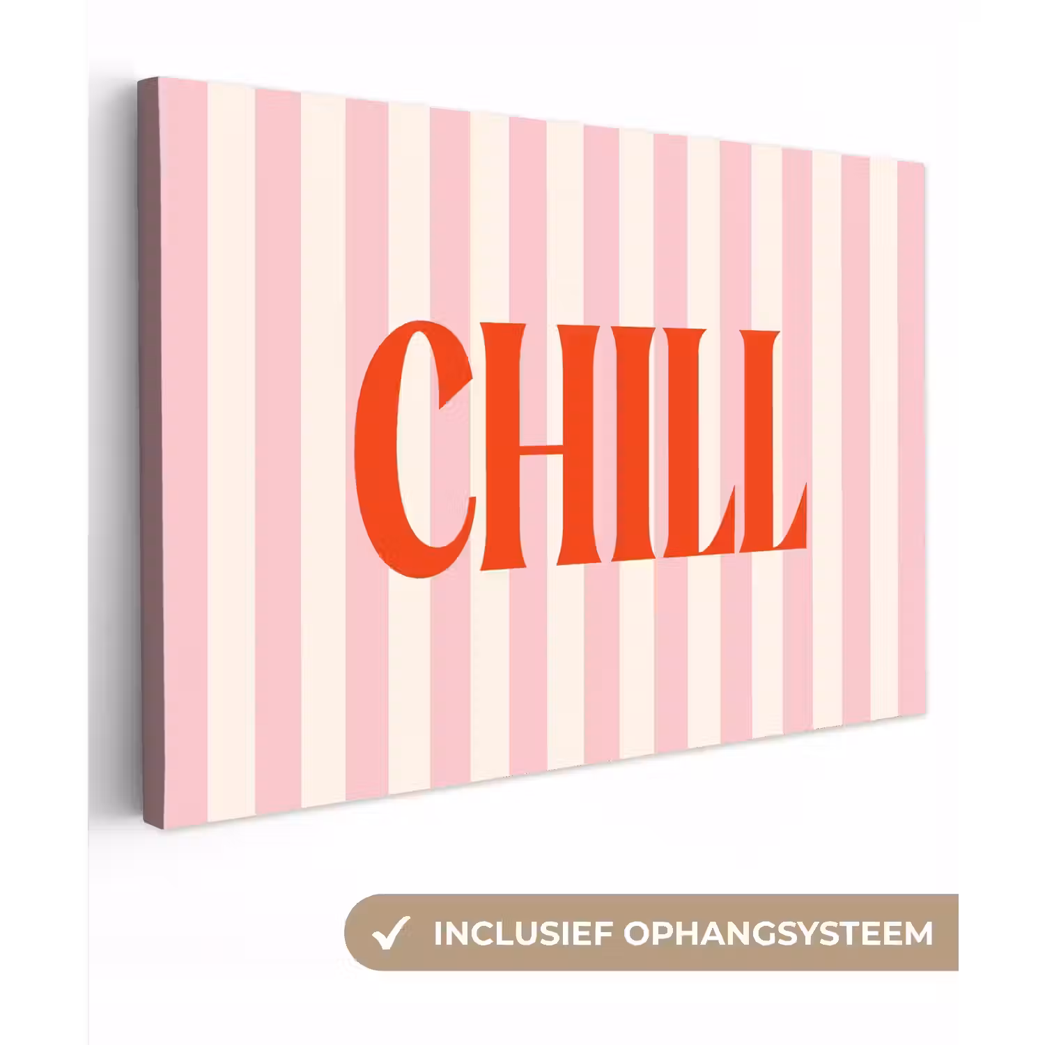 Zachtroze - Rood - Strepen - Chill canvas 2cm klein -3d