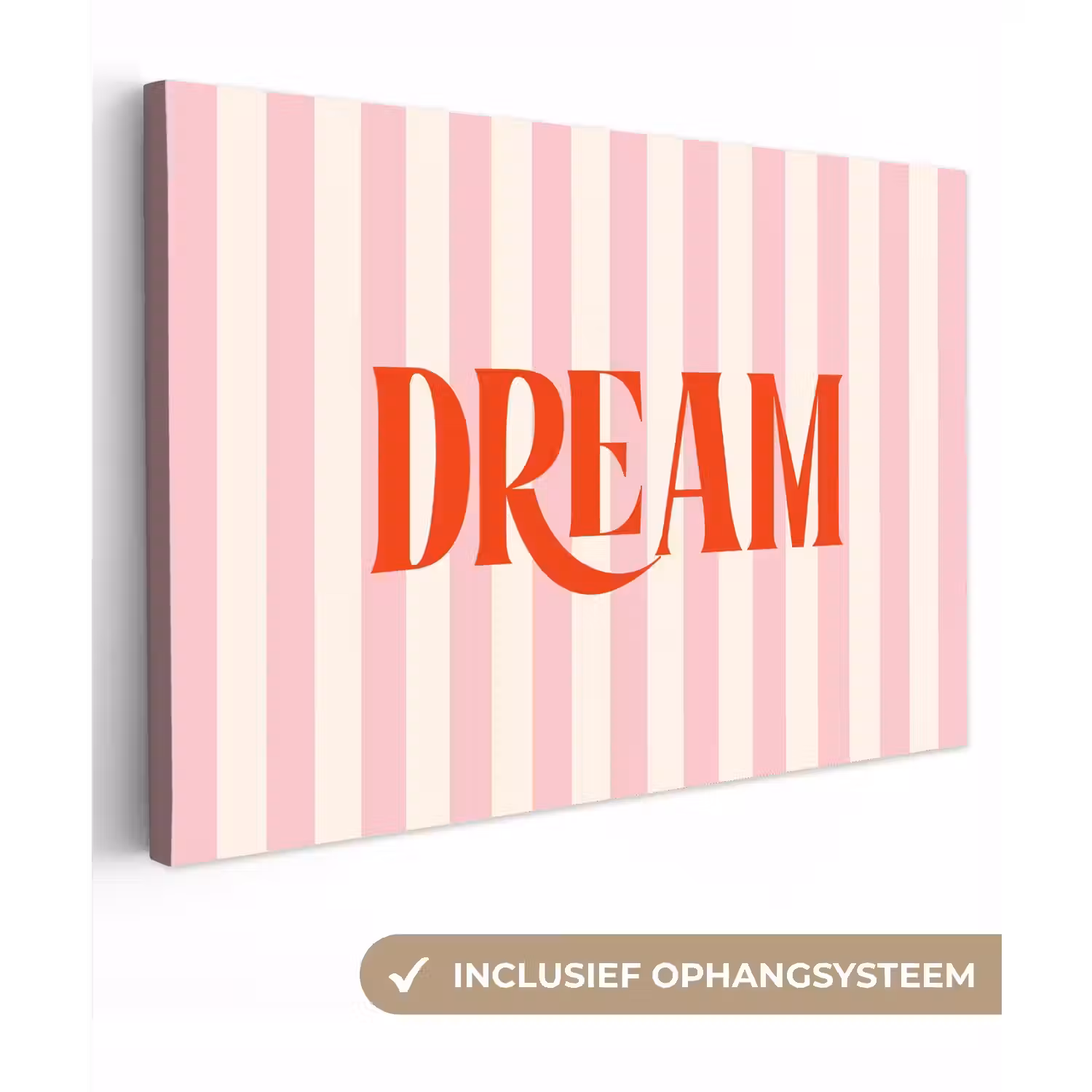 Zachtroze - Rood - Strepen - Dream canvas 2cm klein -3d