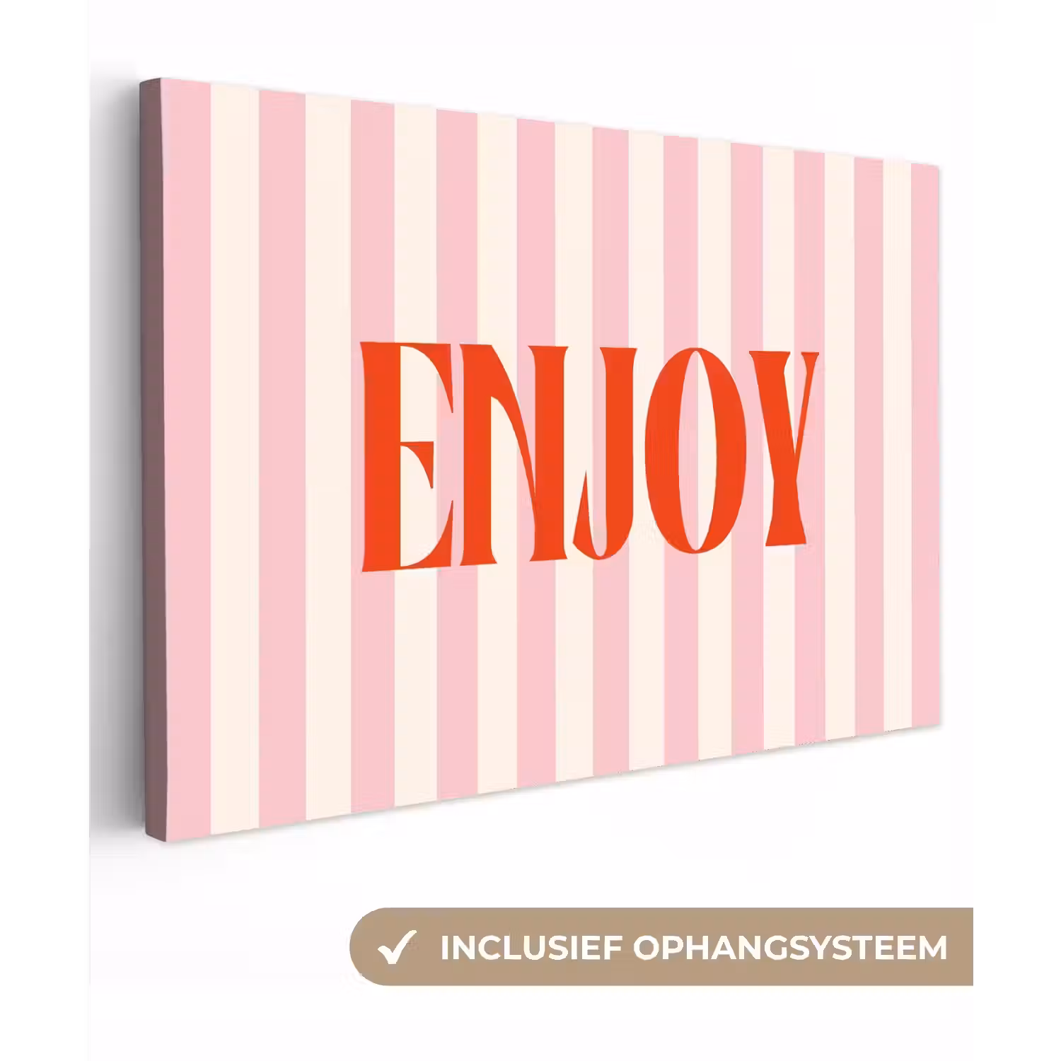 Zachtroze - Rood - Strepen - Enjoy canvas 2cm klein -3d
