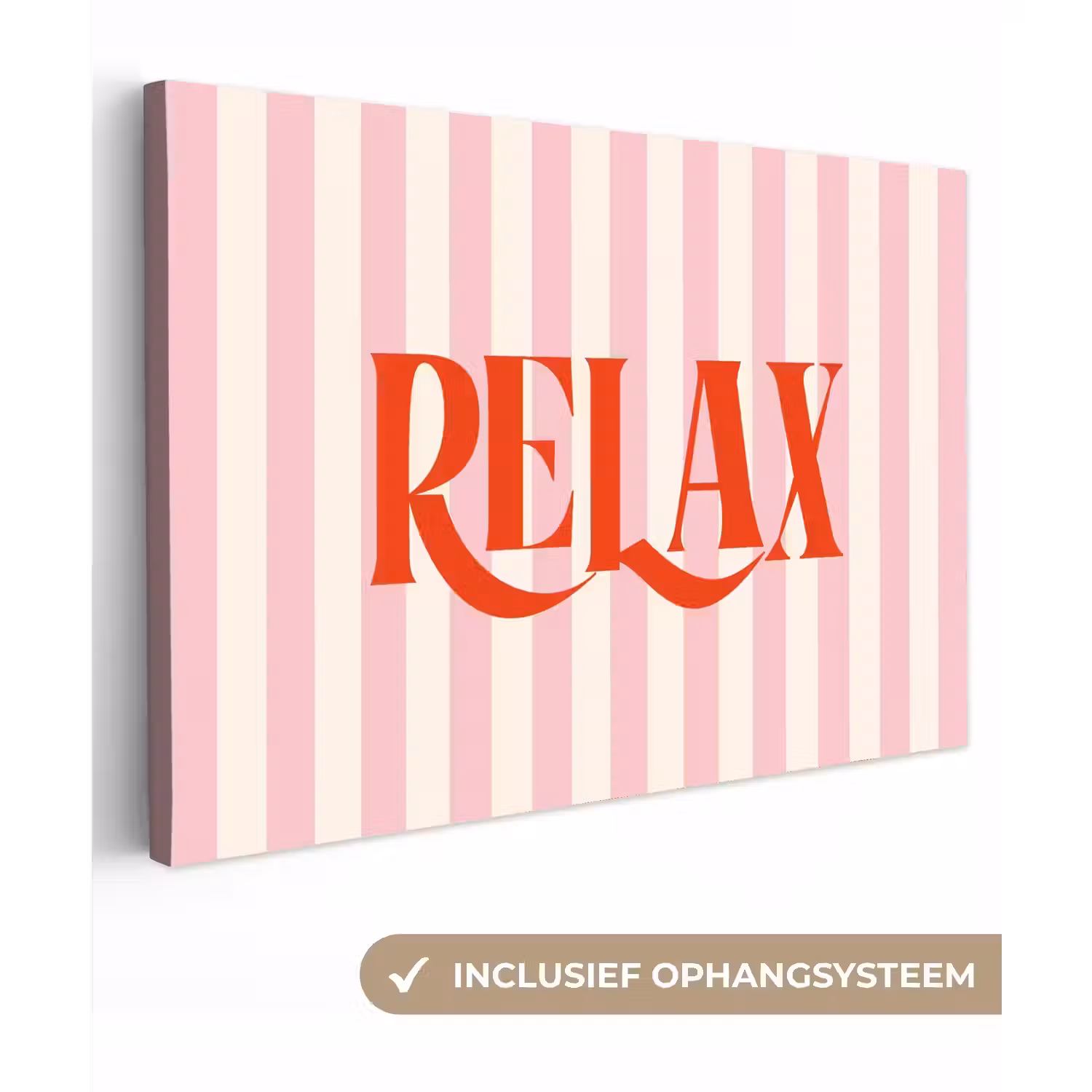 Zachtroze - Rood - Strepen - Relax canvas 2cm klein -3d