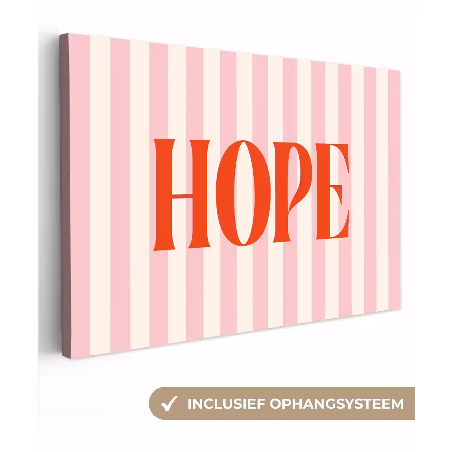 Zachtroze - Rood - Strepen - Hope canvas 2cm klein -3d
