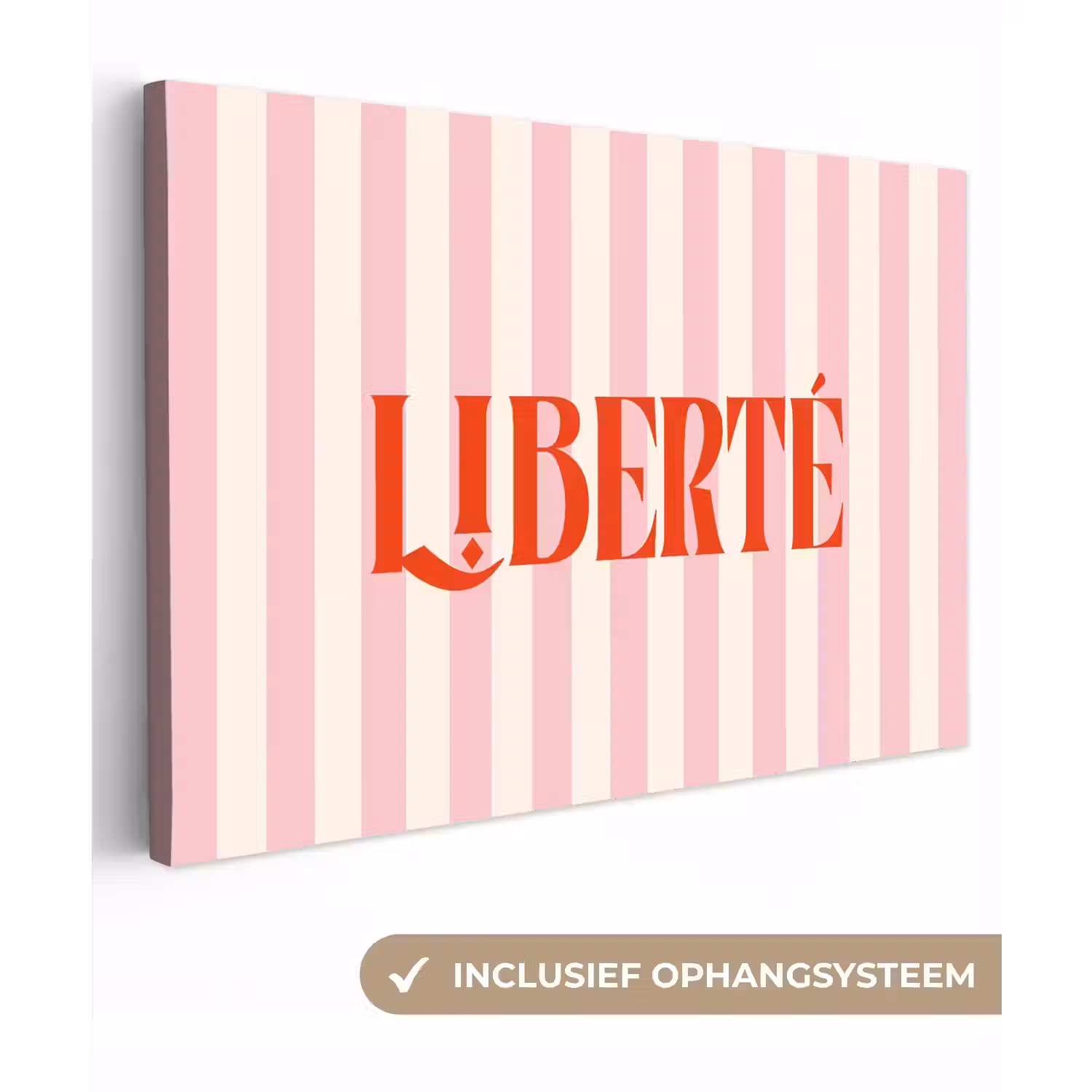 Zachtroze - Rood - Strepen - Liberté canvas 2cm klein -3d