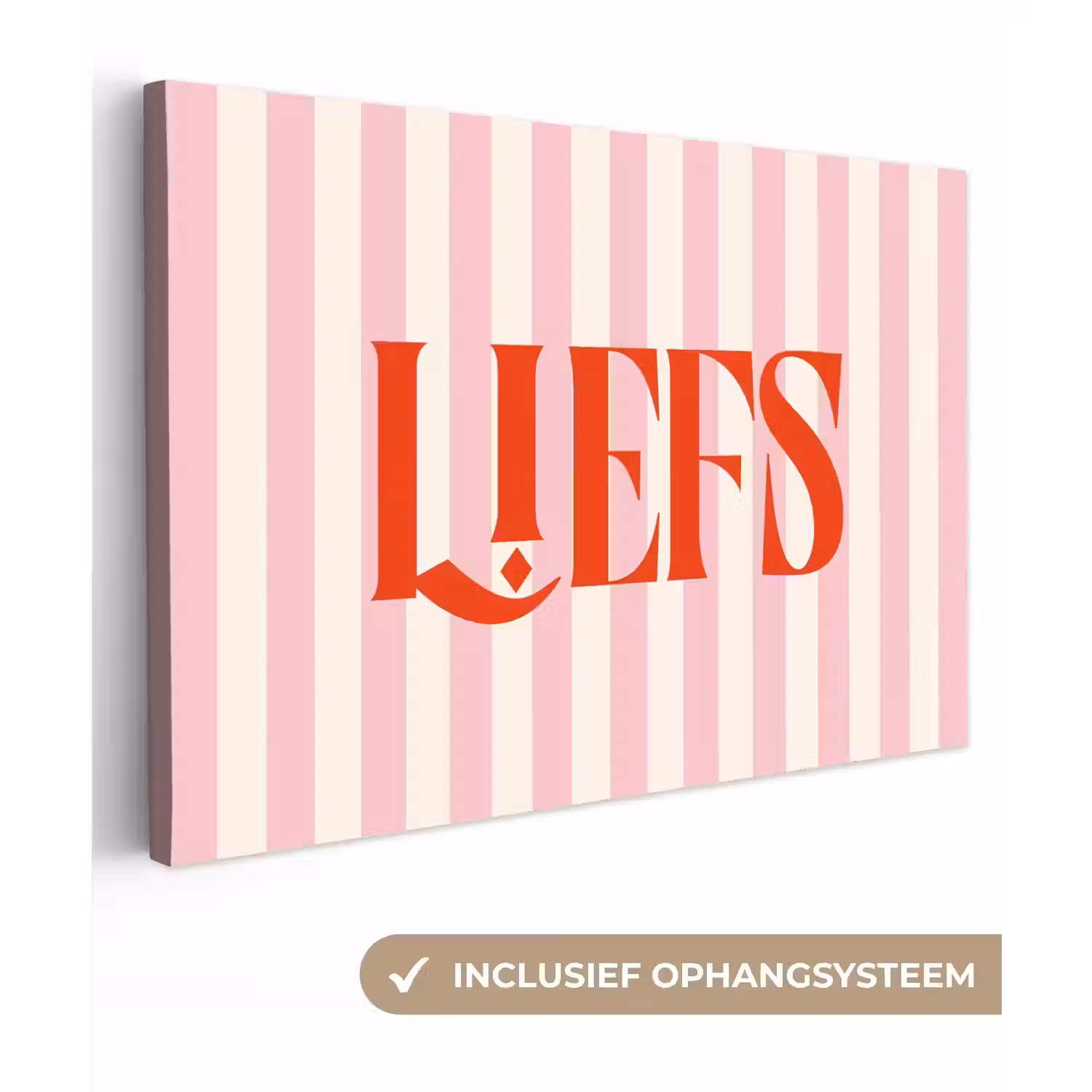 Zachtroze - Rood - Strepen - Liefs canvas 2cm klein -3d