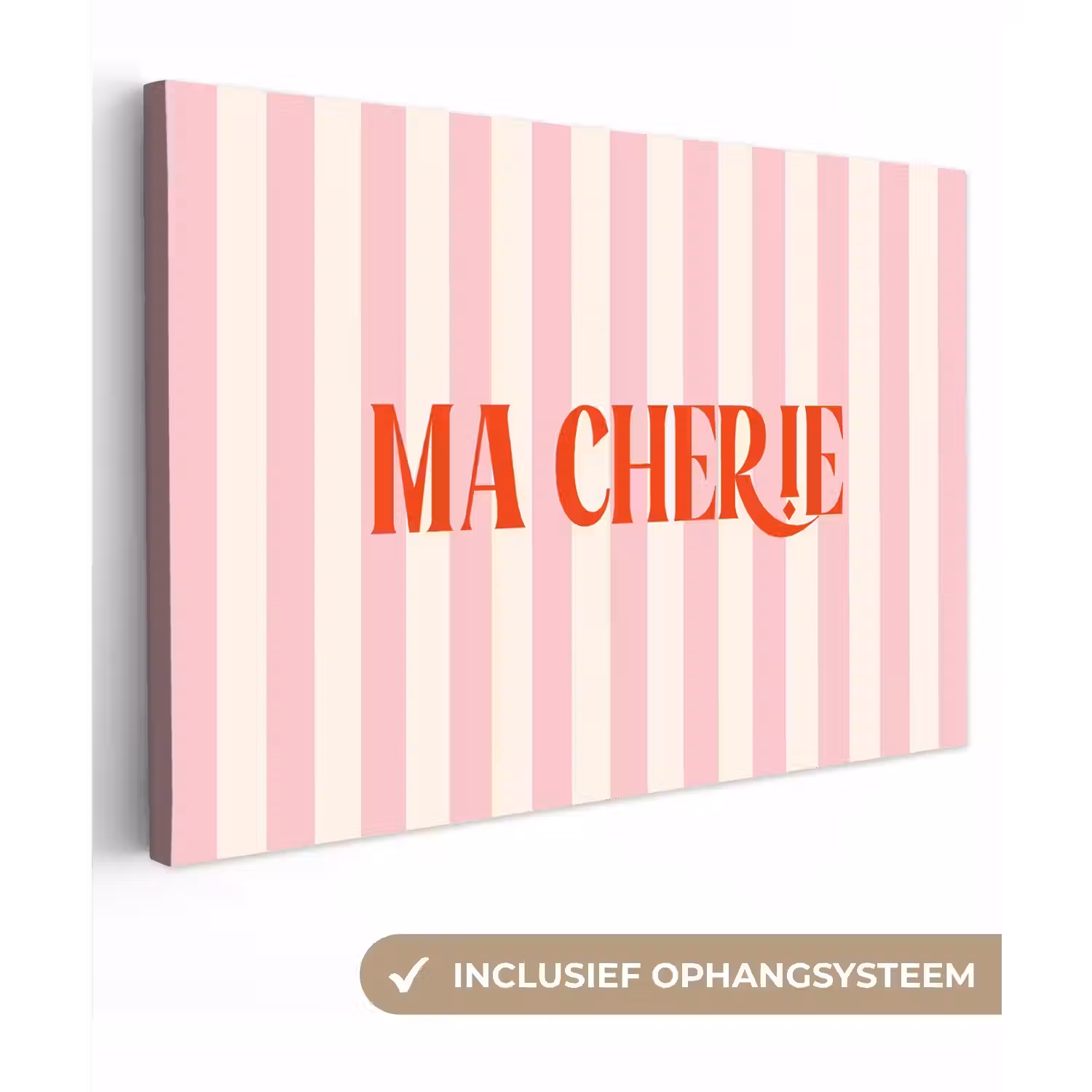 Zachtroze - Rood - Strepen - Ma Cherie canvas 2cm klein -3d