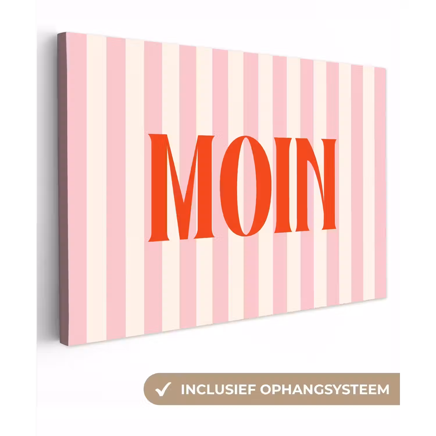 Zachtroze - Rood - Strepen - Moin canvas 2cm klein -3d