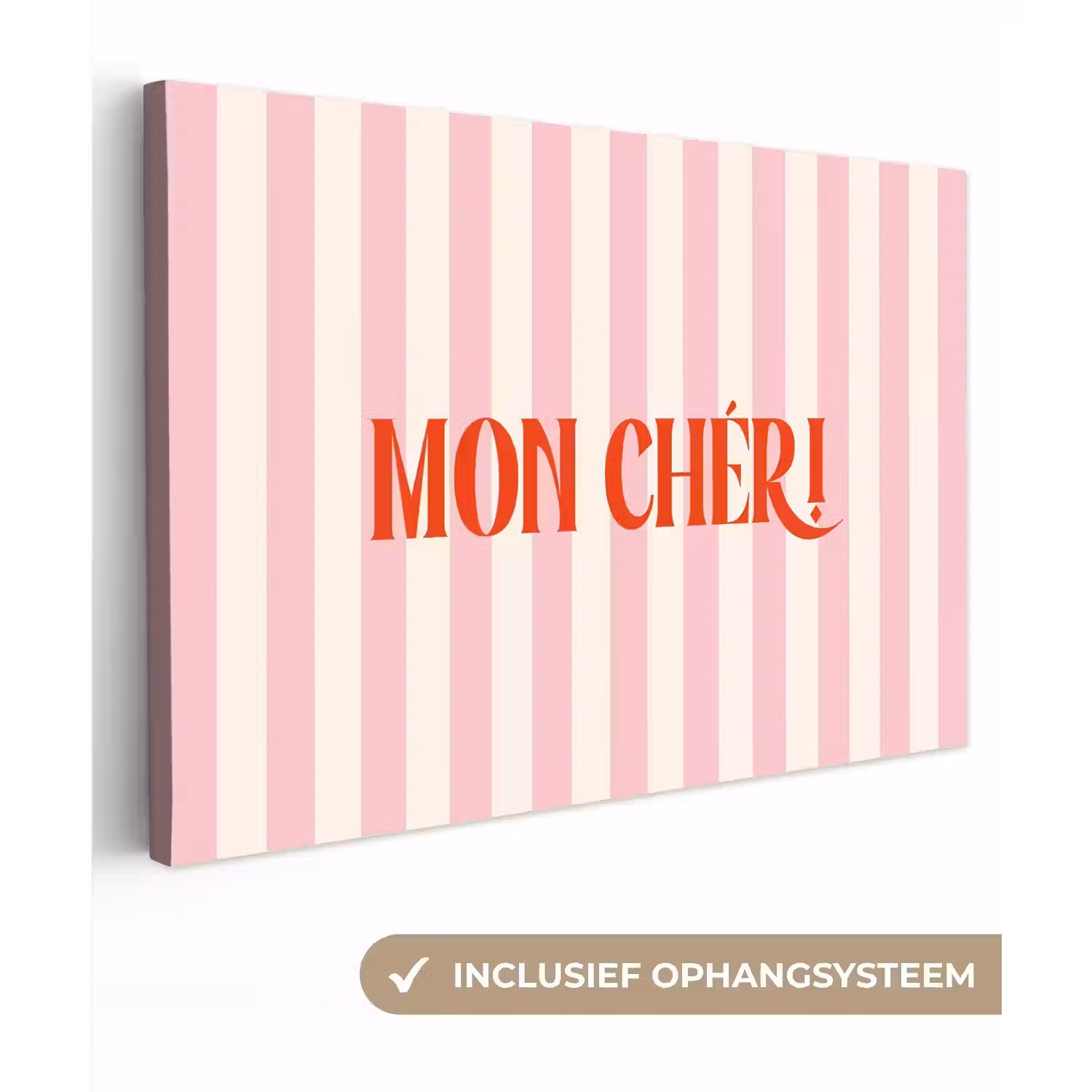 Zachtroze - Rood - Strepen - Mon Chéri canvas 2cm klein -3d