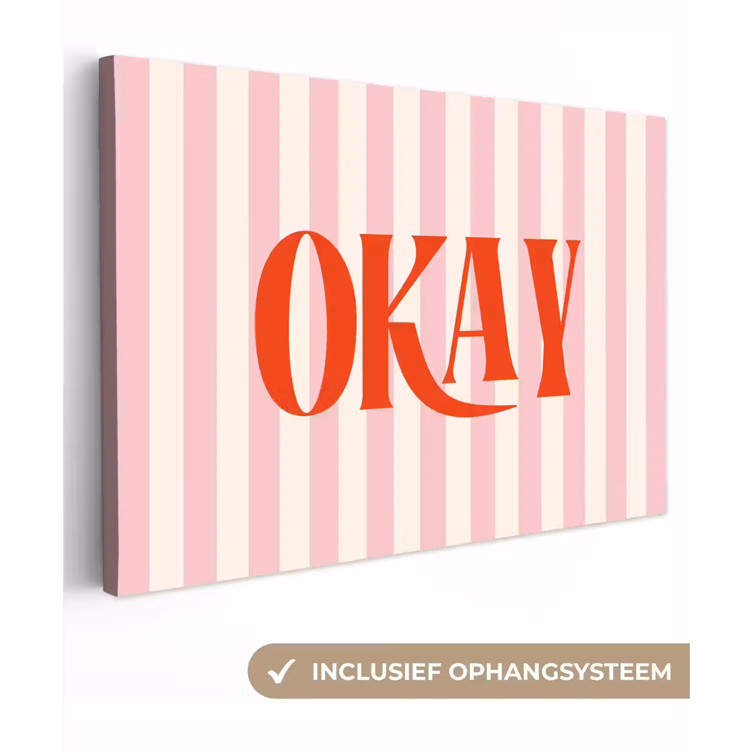 Zachtroze - Rood - Strepen - Okay canvas 2cm klein -3d