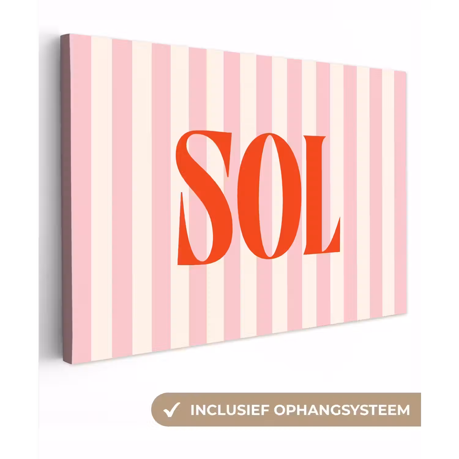 Zachtroze - Rood - Strepen - Sol canvas 2cm klein -3d