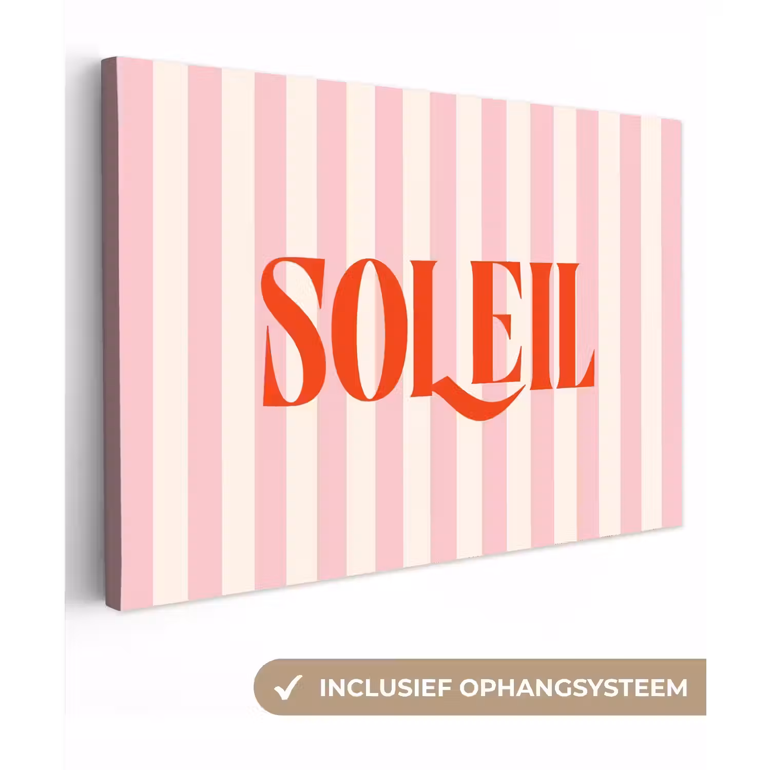 Zachtroze - Rood - Strepen - Soleil canvas 2cm klein -3d