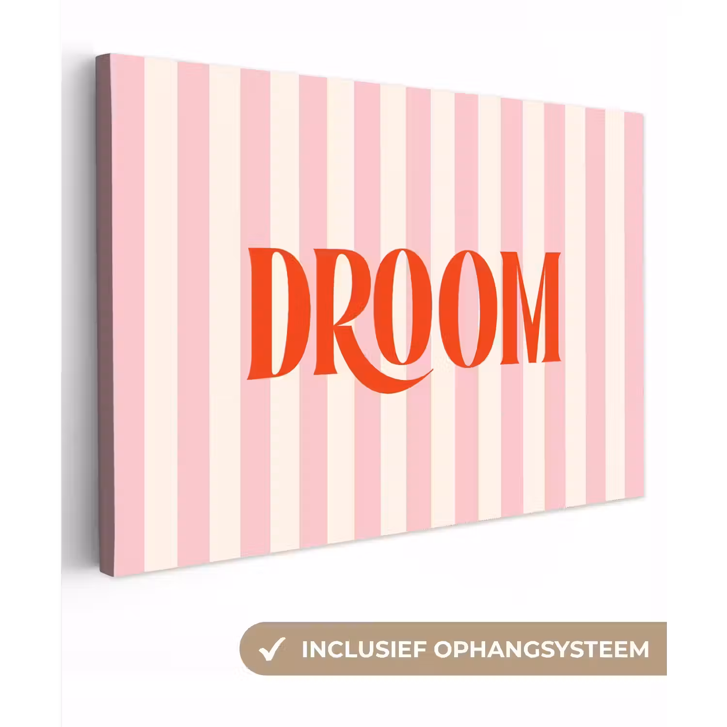 Zachtroze - Rood - Strepen - Droom canvas 2cm klein -3d