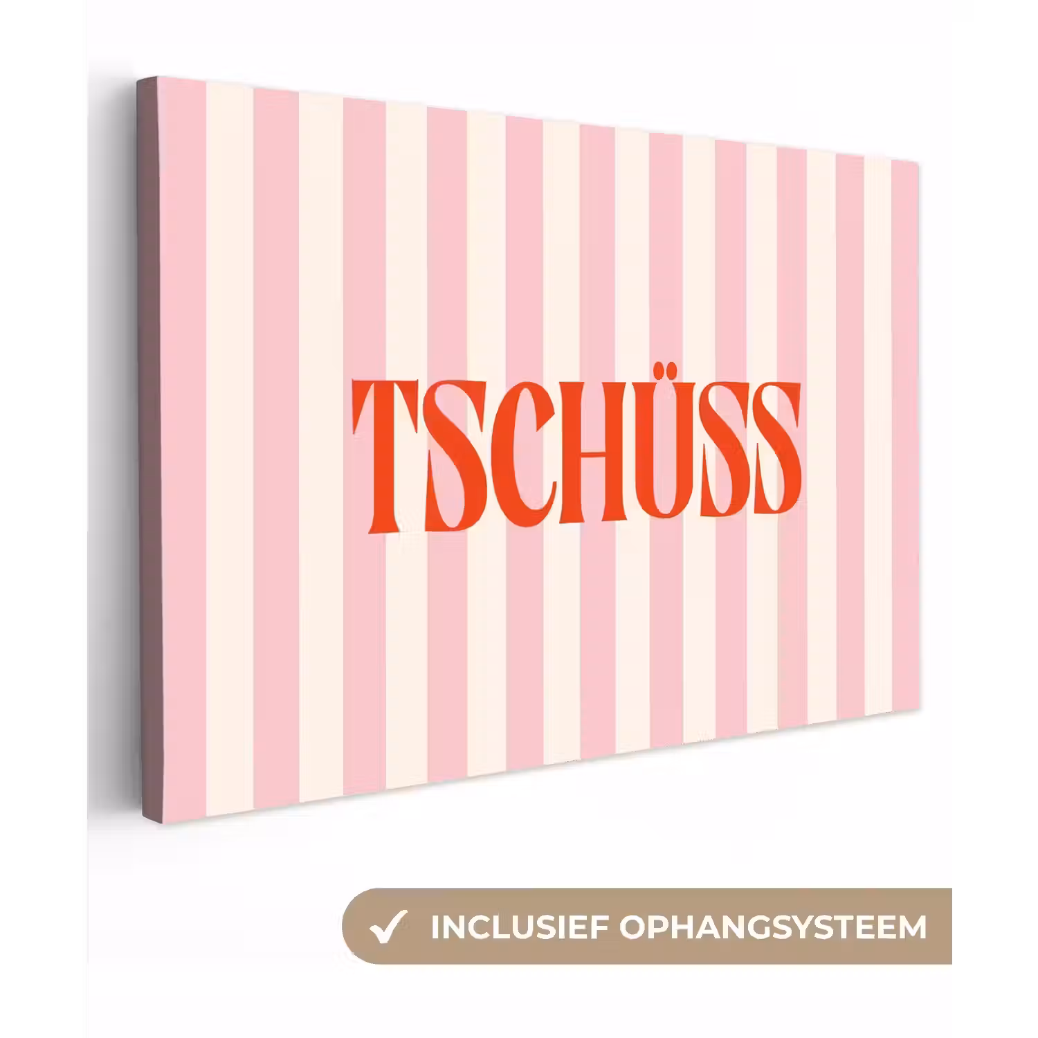 Zachtroze - Rood - Strepen - Tschüss canvas 2cm klein -3d