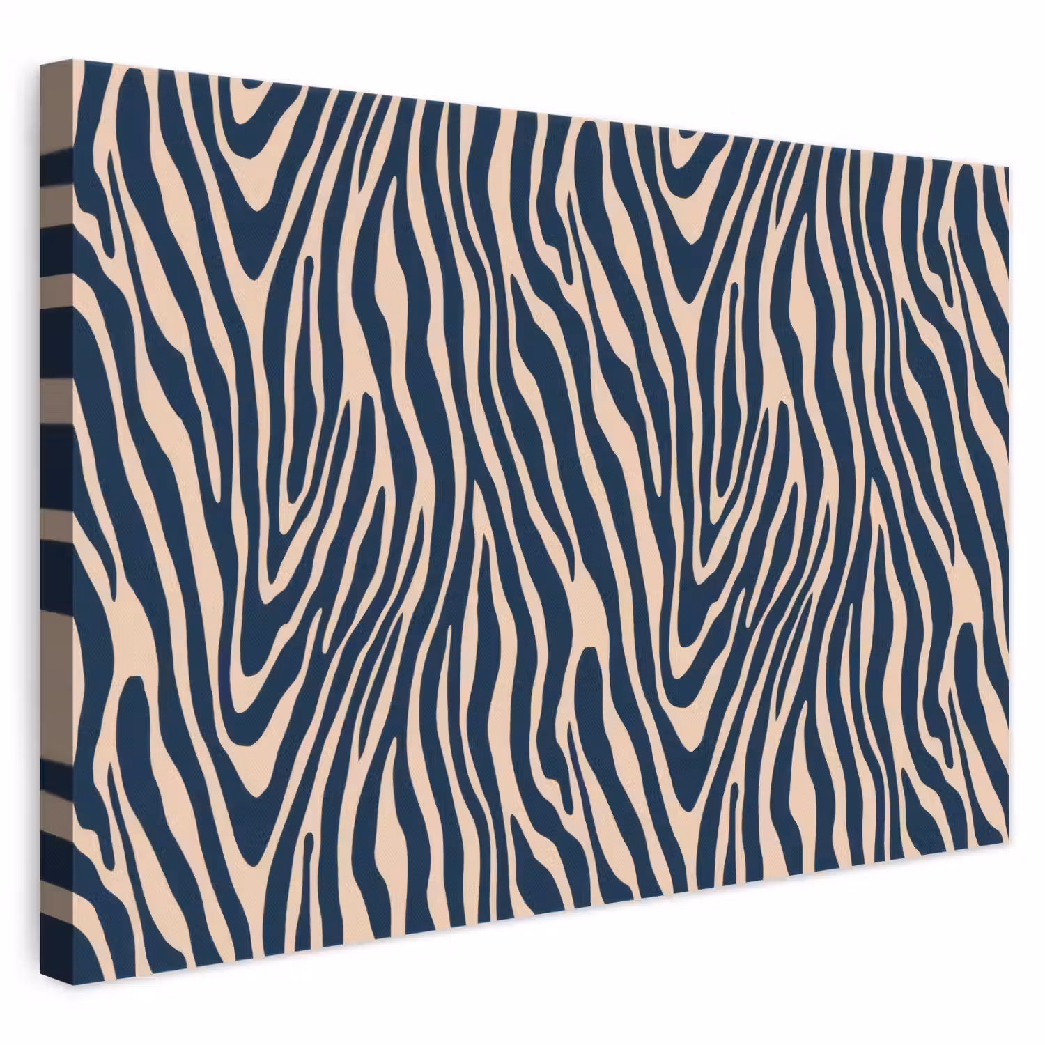Zebra - Patroon - Blauw - Beige canvas 2cm klein 34 -3d