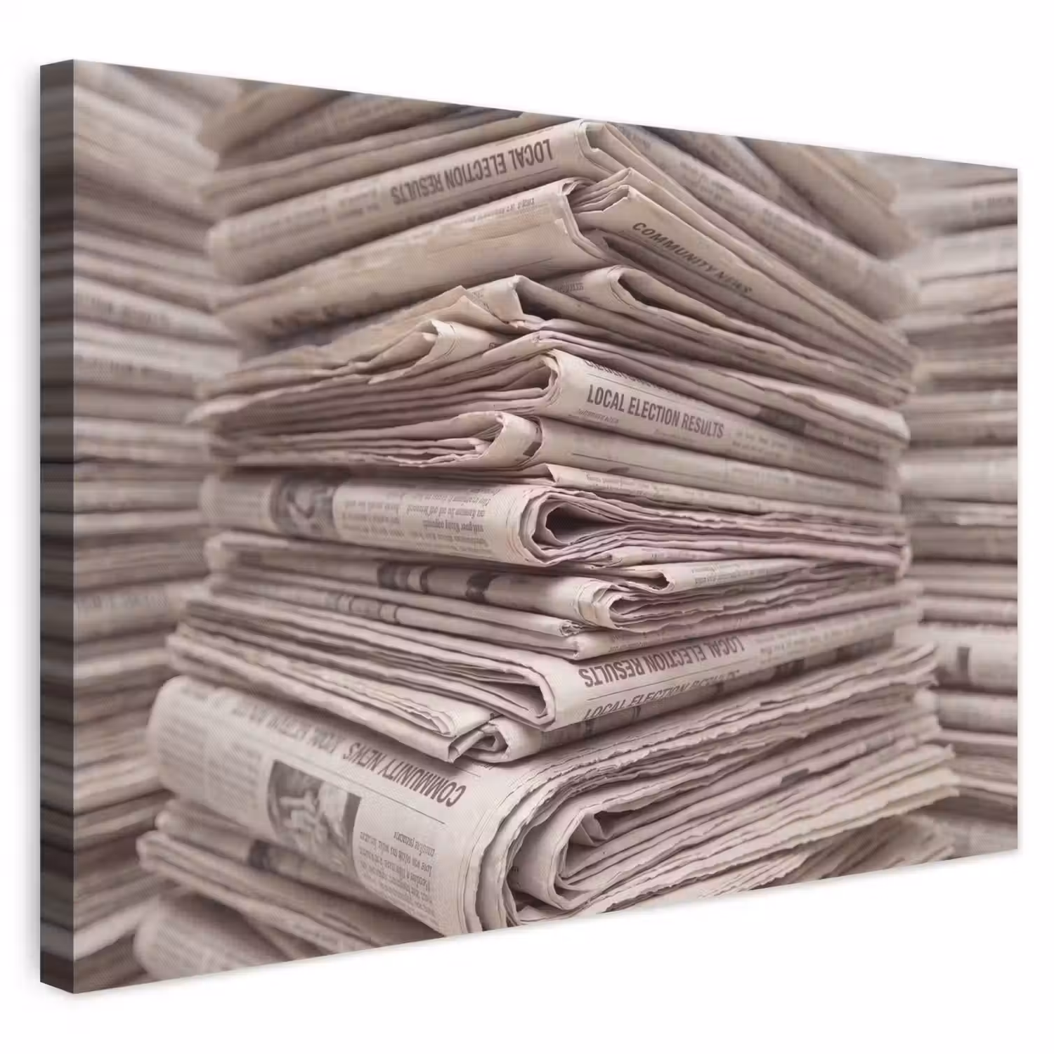 Kranten - Stapel - Nieuws - Vintage - Beige canvas 2cm klein -3d