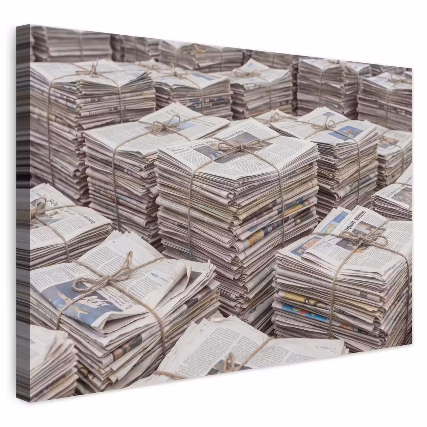 Kranten - Stapels - Touw - Informatie - Vintage canvas 2cm klein -3d