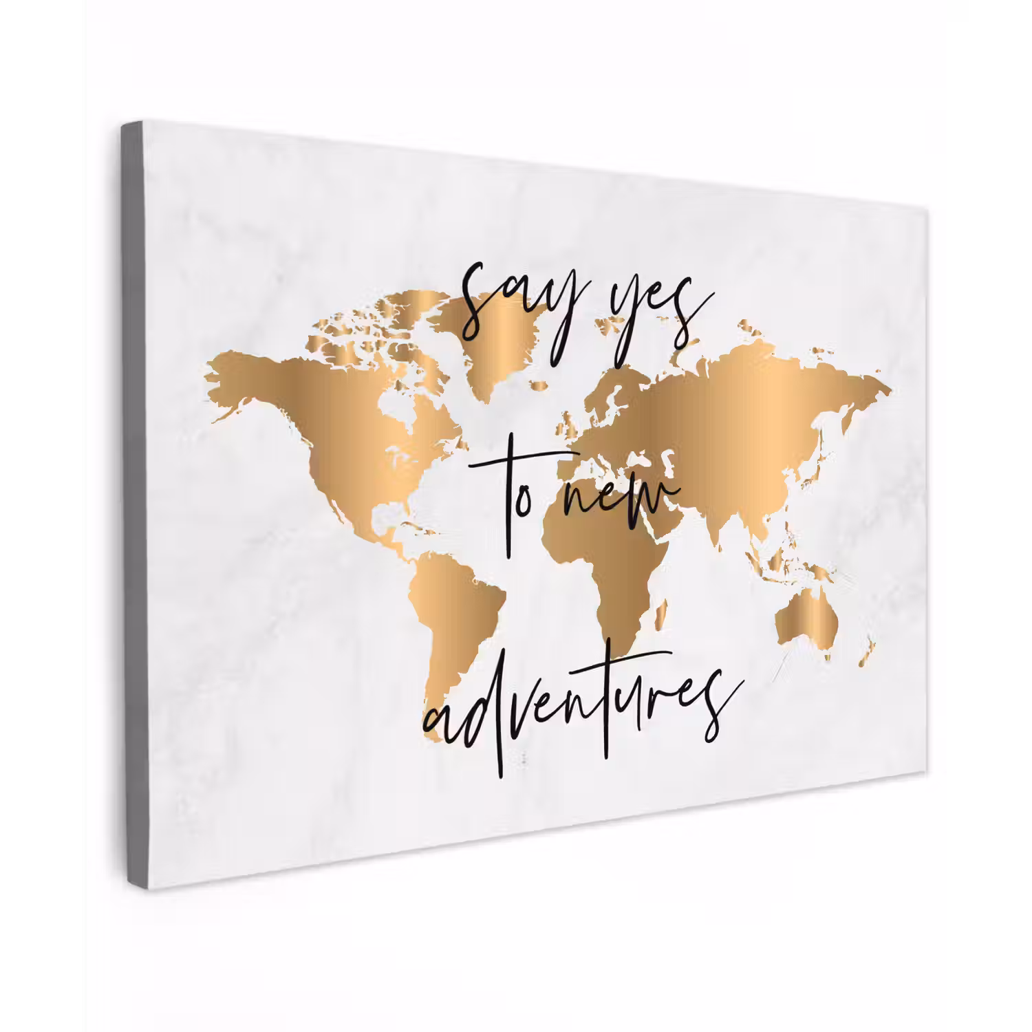 Quote - Goud - Glanzend - Wereldkaart canvas 2cm klein -z3d