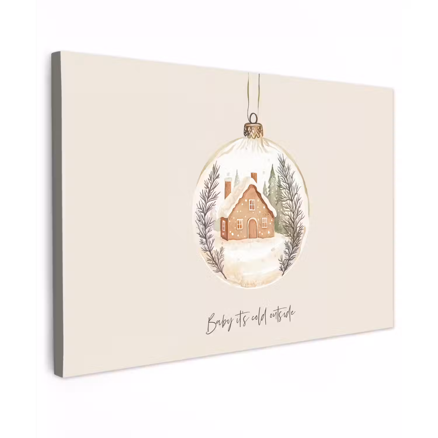 Quote - Winter - Kerst - Beige - Kerstbal canvas 2cm klein -z3d