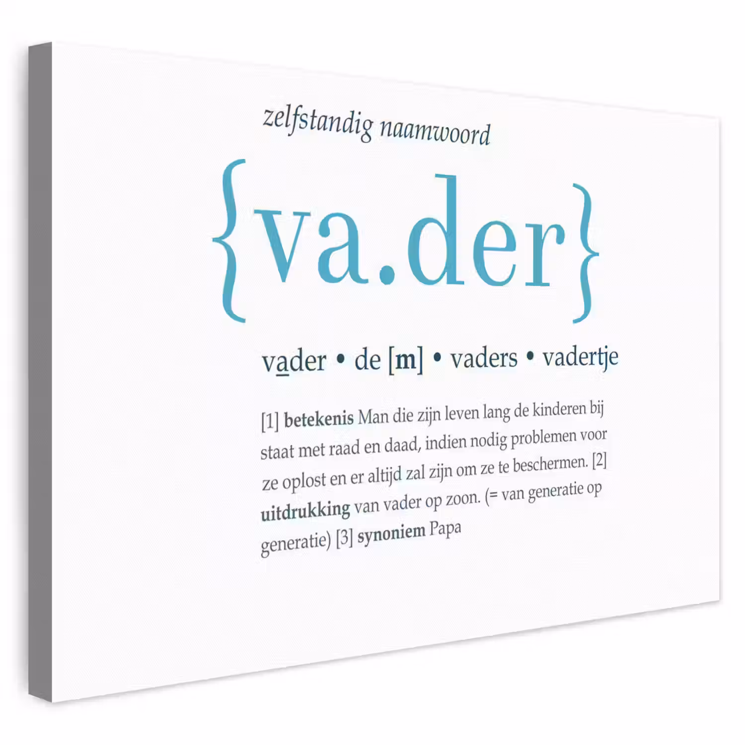 Quotes - Vader definitie - Spreuken - Woordenboek canvas 2cm klein -3d