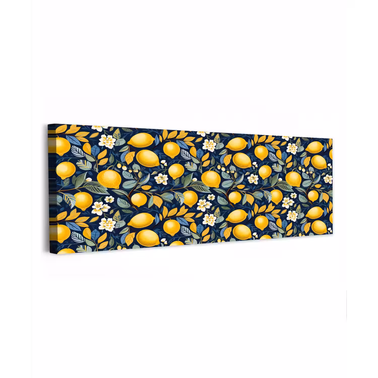 Citroenen - Bloemen - Bladeren - Blauw canvas 2cm klein 828 -z3d