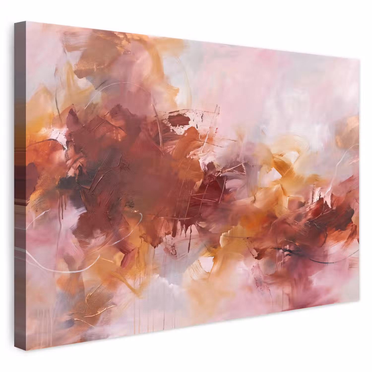 Abstract - Kleurrijk - Kunst - Modern - Roze-Rood canvas 2cm klein -3d