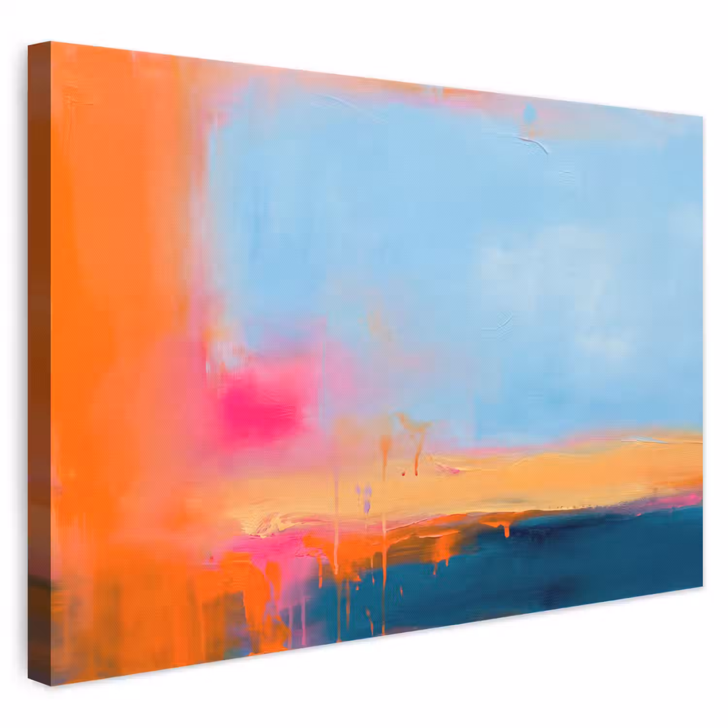 Abstract - Kleurvlakken - Modern - Oranje - Blauw canvas 2cm klein -3d