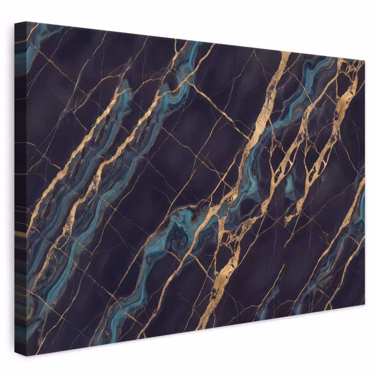 Abstract - Gouden lijnen - Kunst - Modern - Zwart canvas 2cm klein -3d