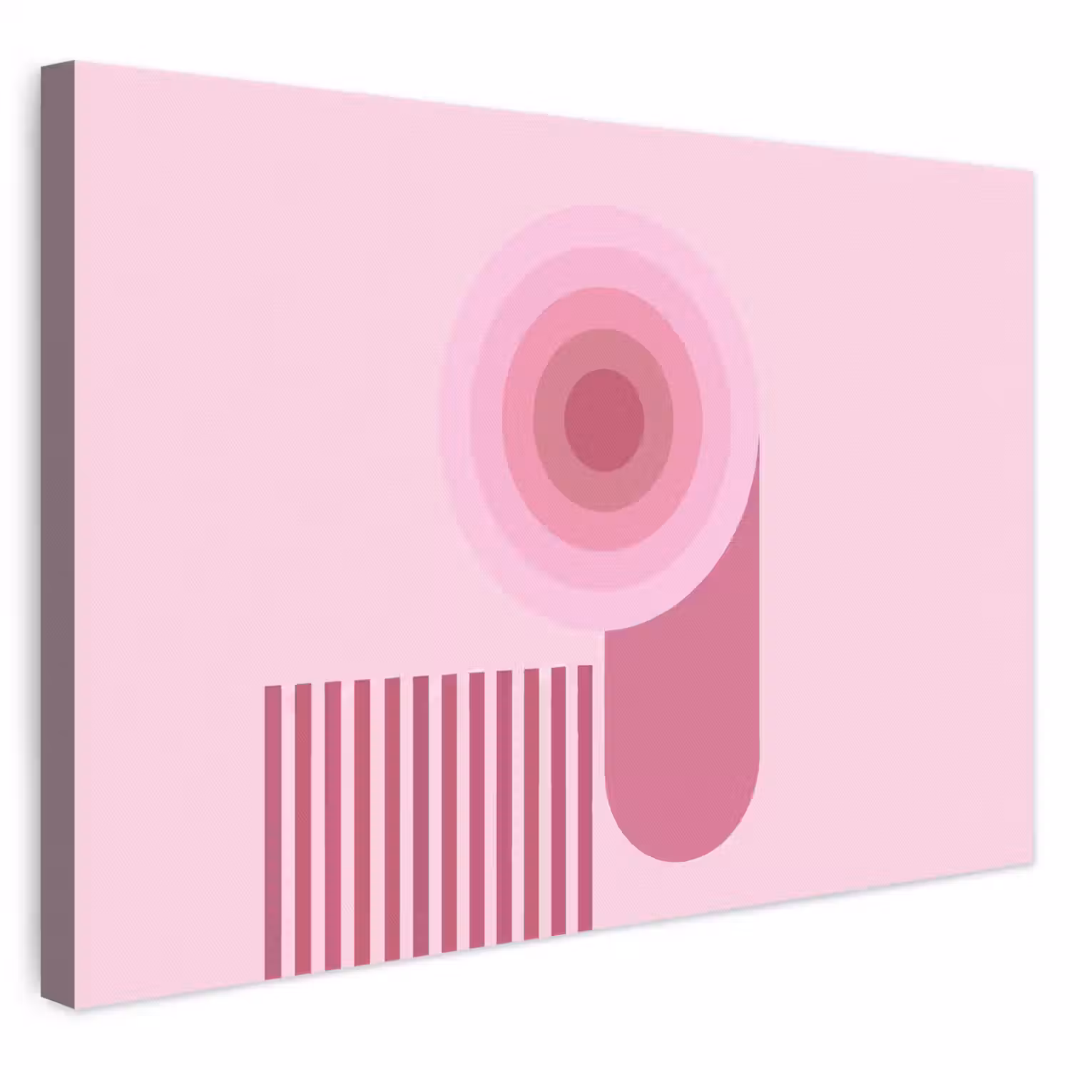 Abstract - Cirkels - Strepen - Modern - Roze canvas 2cm klein -3d
