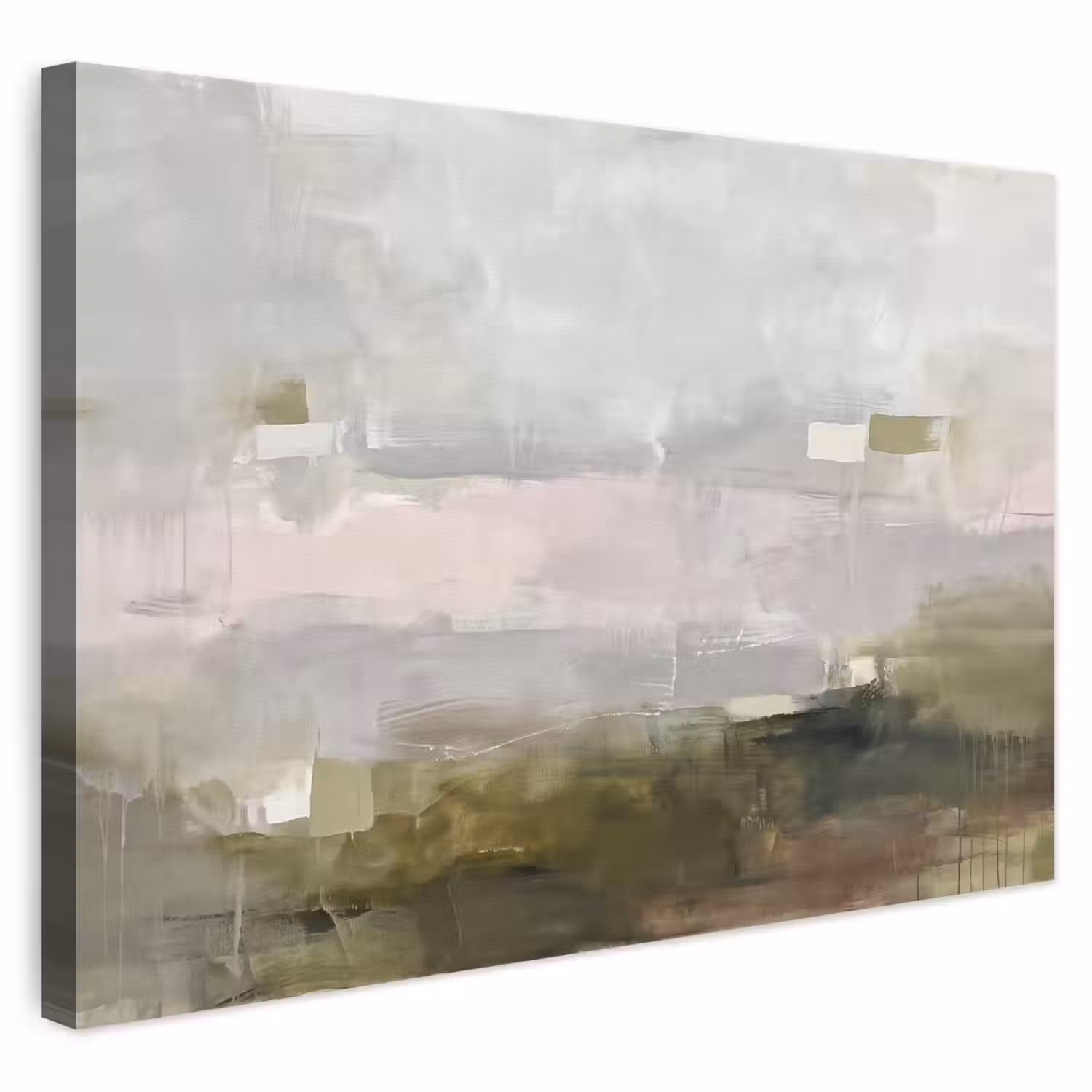 Abstract - Gelaagd - Kunst - Modern - Grijs-Groen canvas 2cm klein -3d