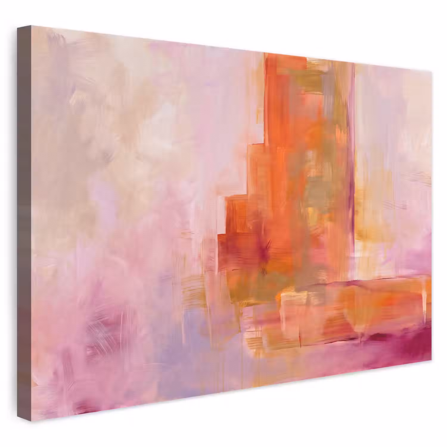 Abstract - Borstelstreken - Kunst - Paars - Goud canvas 2cm klein -3d