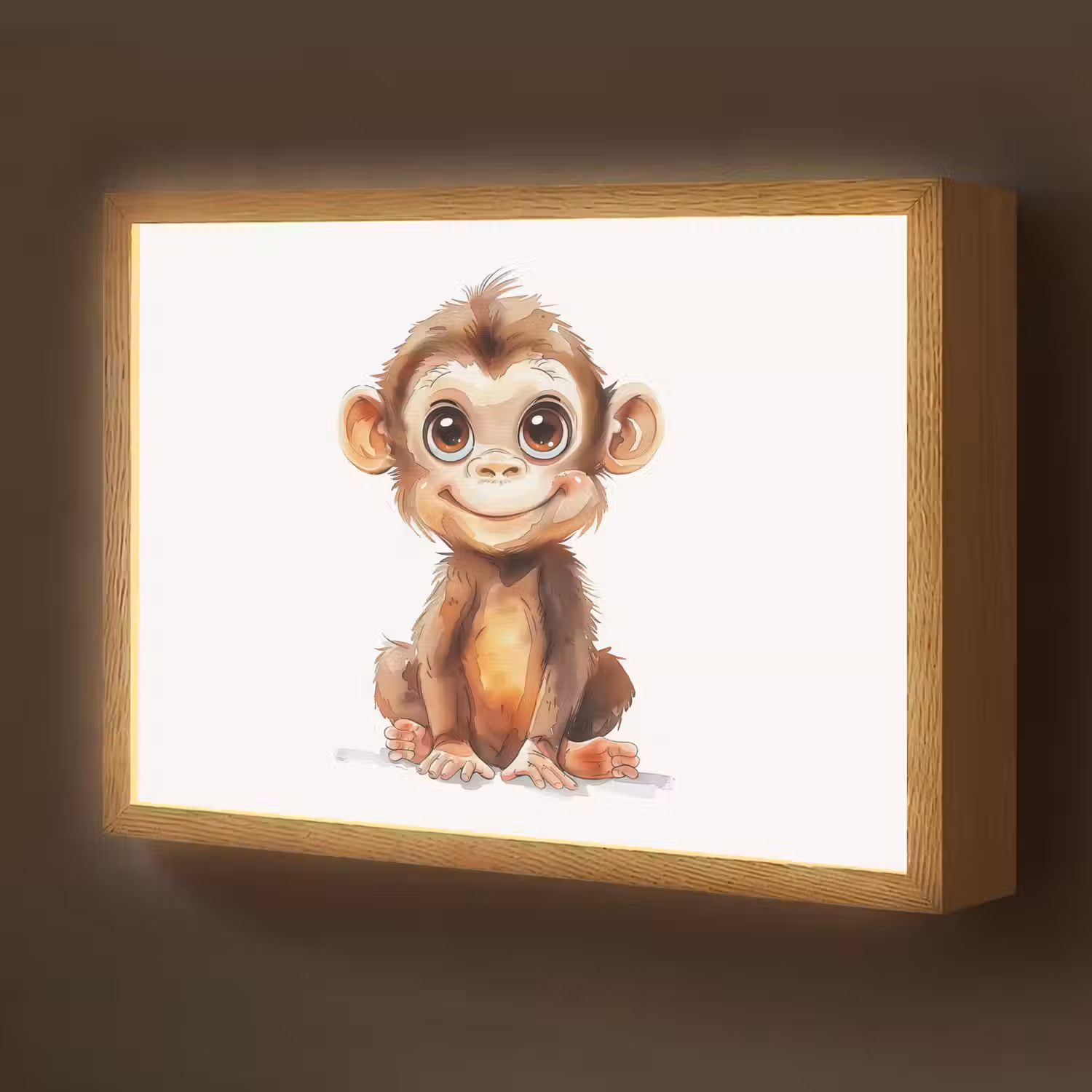 Aap - Baby - Jungle dieren Light Box met batterij (Wandlamp kind) middel -z3d_website