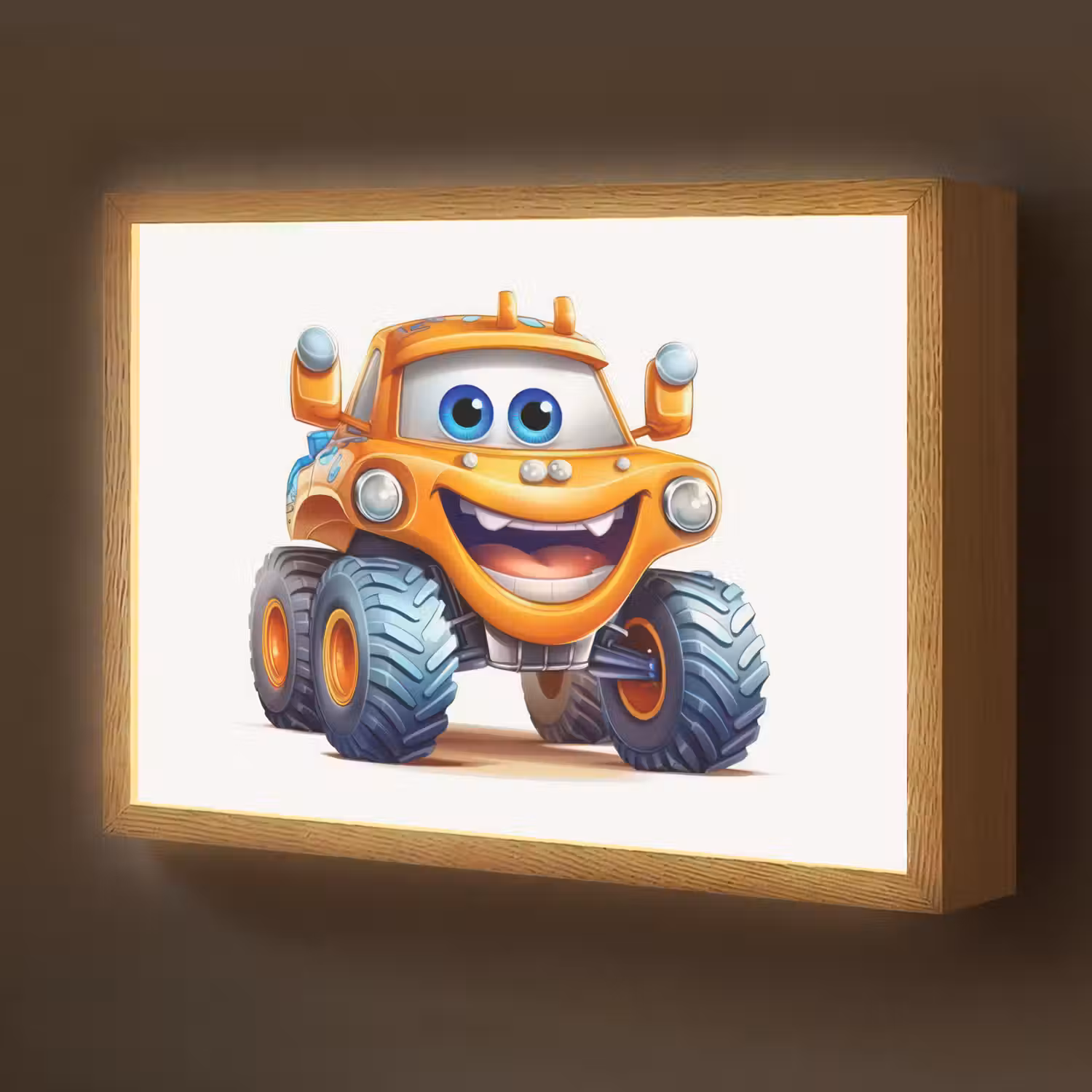Auto - Oranje - Jongen - Kind Light Box met batterij (Wandlamp kind) middel -z3d_website