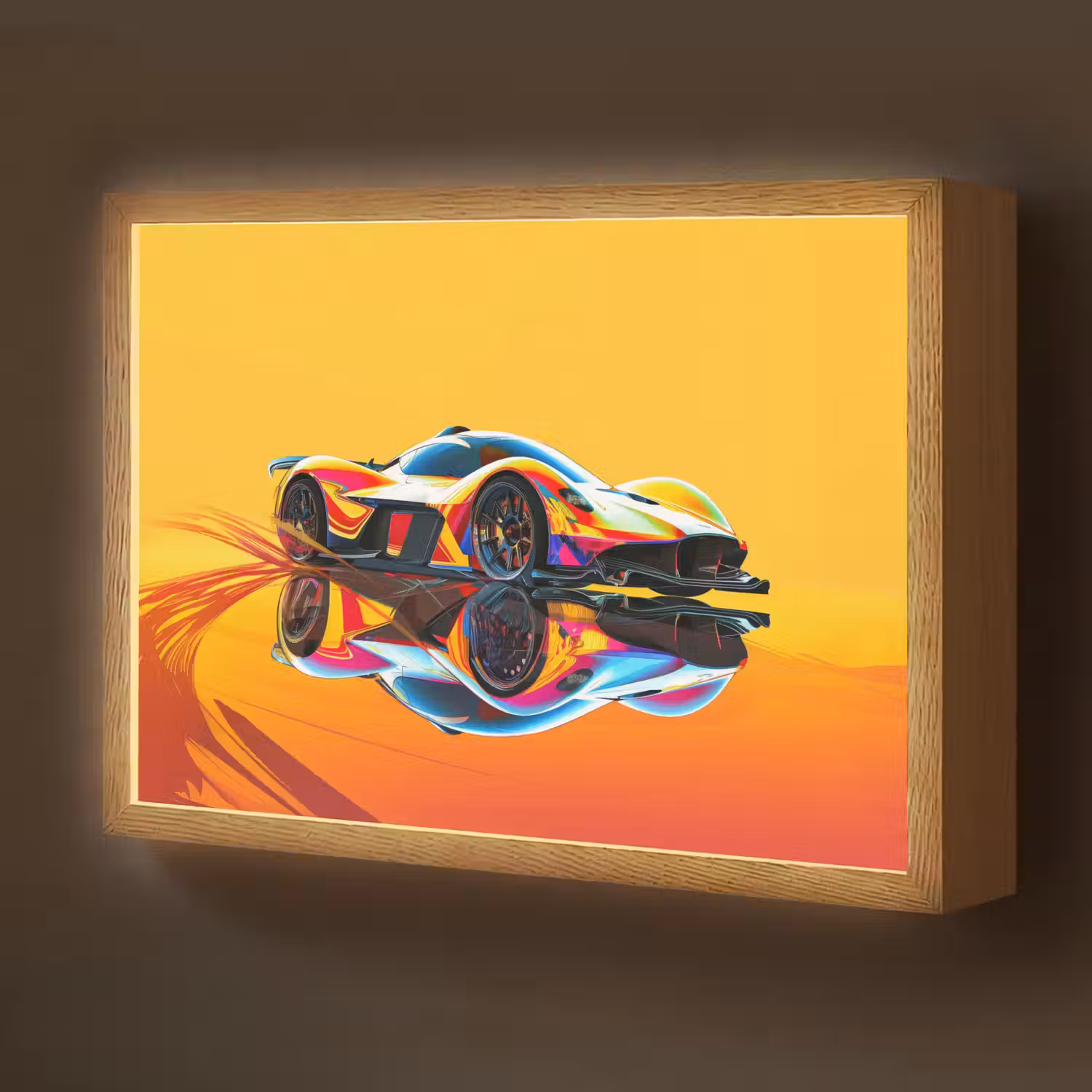 Auto - Race - F1 - Jongens - Geel - Rood Light Box met batterij (Wandlamp kind) middel -z3d_website