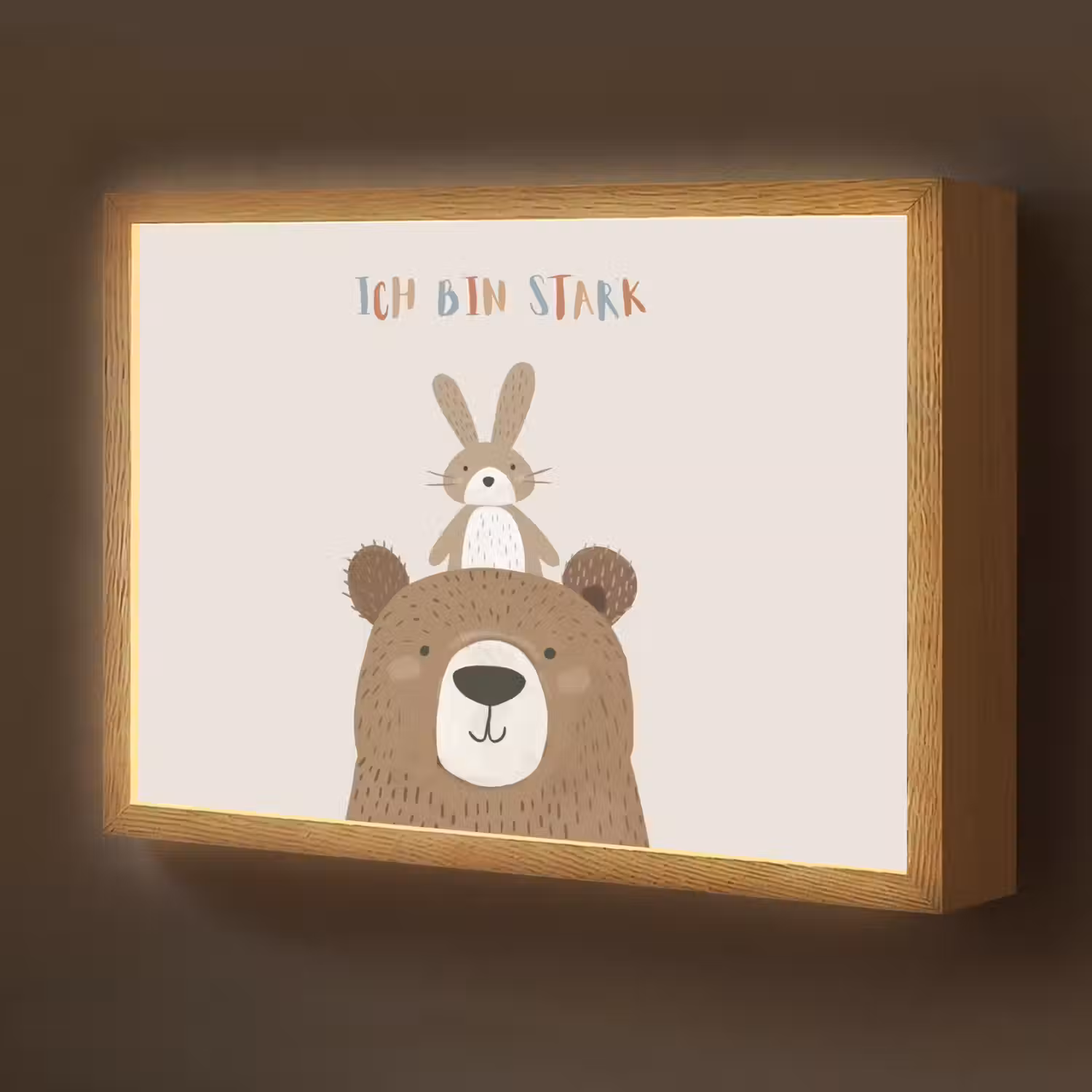 Beer - Konijn - Beige - Dieren - Quote Light Box met batterij (Wandlamp kind) middel -z3d_website