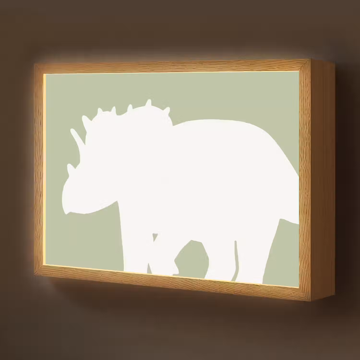 Dino - Triceratops - Dinosaurus - Groen Light Box met batterij (Wandlamp kind) middel -z3d_website