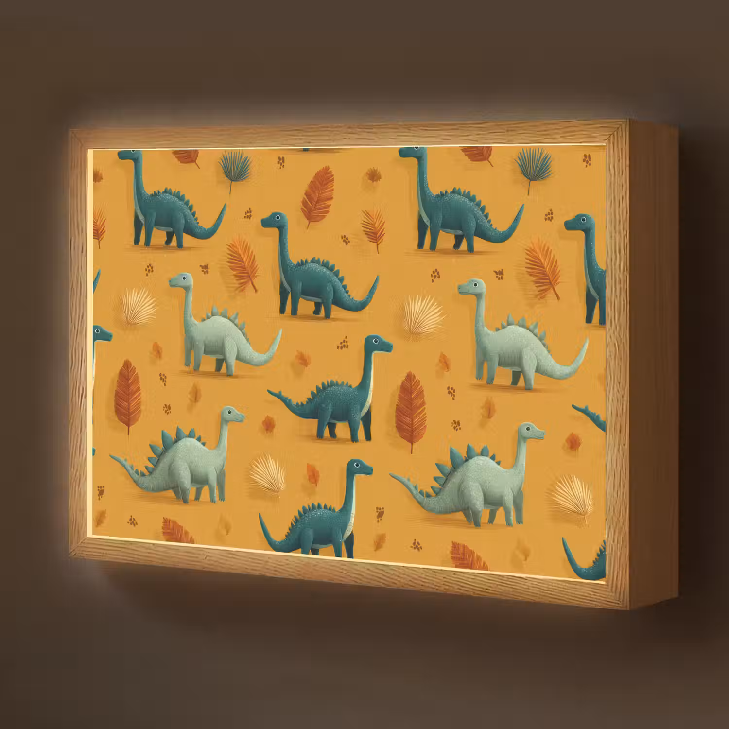 Dinosaurussen - Stekels - Herfstbladeren - Bruin Light Box met batterij (Wandlamp kind) middel -z3d_website