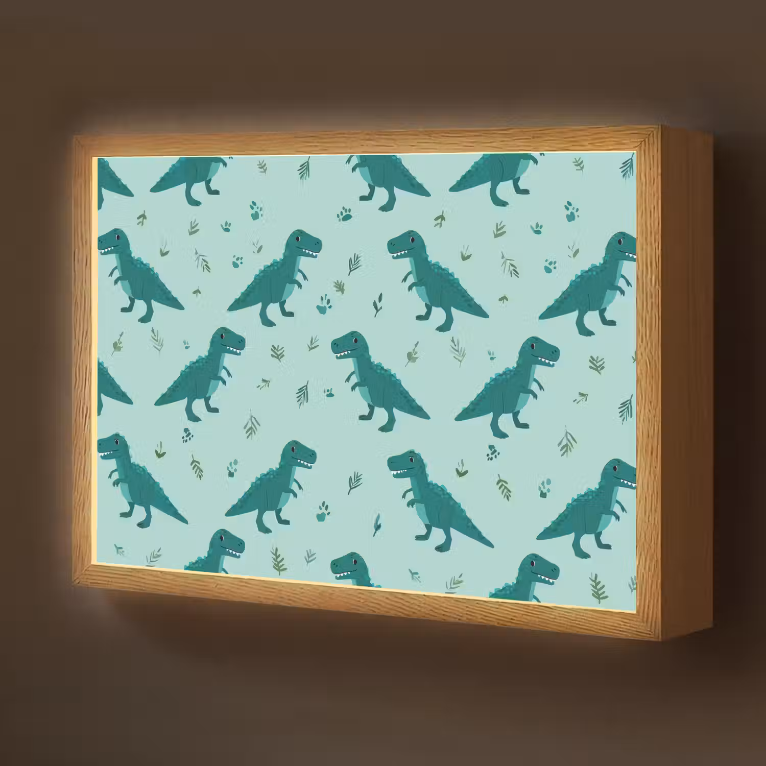 Donkergroen - Dinosaurussen - Afdrukken - Bladeren Light Box met batterij (Wandlamp kind) middel -z3d_website