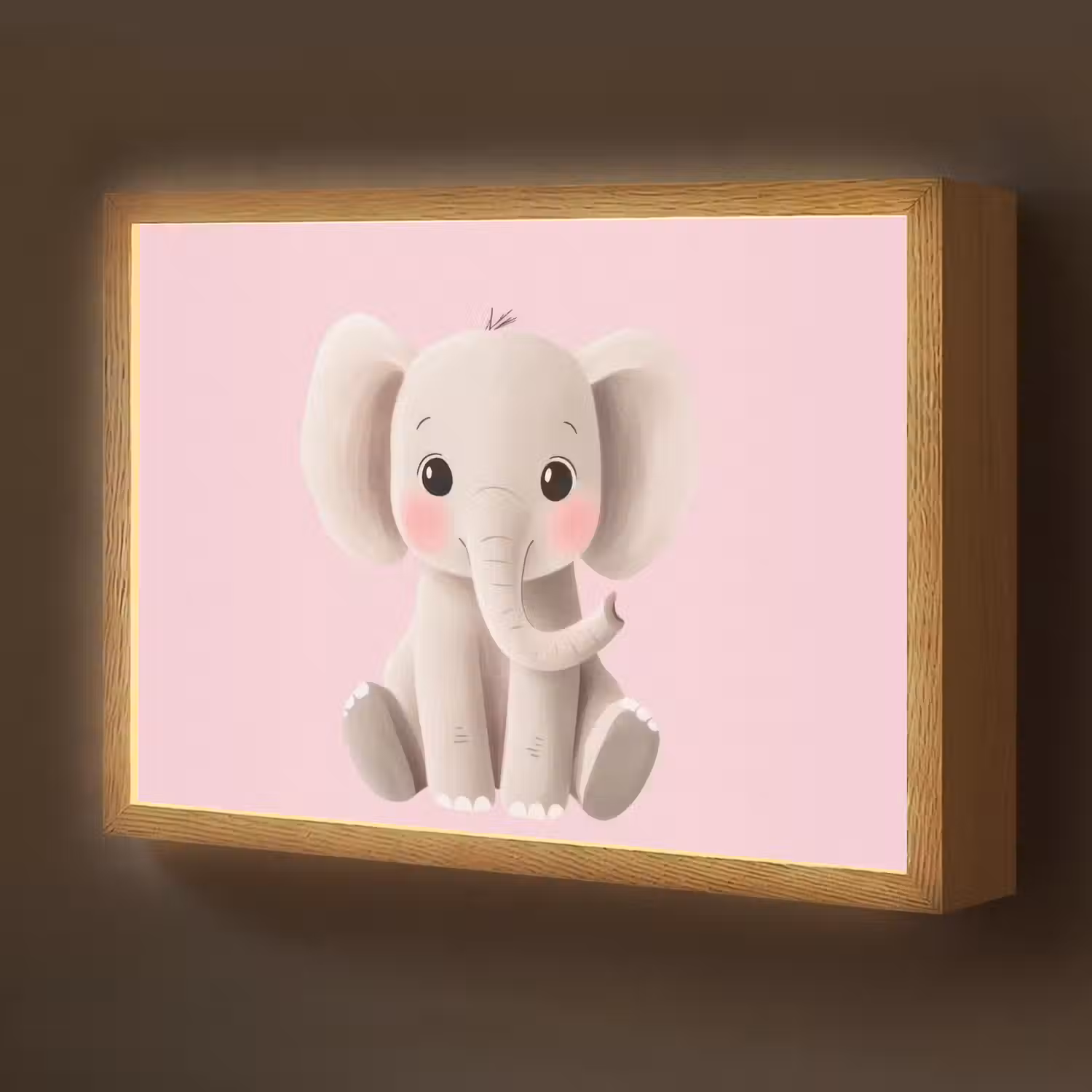 Olifant - Baby - Roze - Cartoon Light Box met batterij (Wandlamp kind) middel -z3d_website