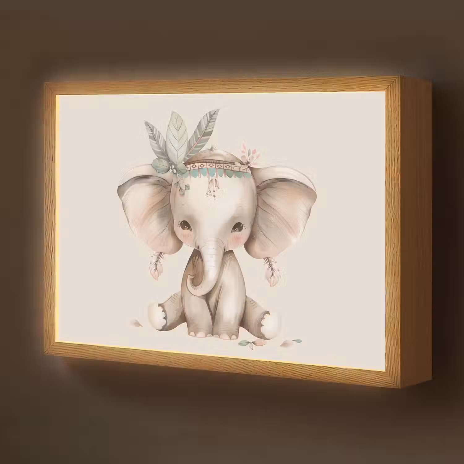 Olifant - Bohemian - Dieren - Boho Light Box met batterij (Wandlamp kind) middel -z3d_website