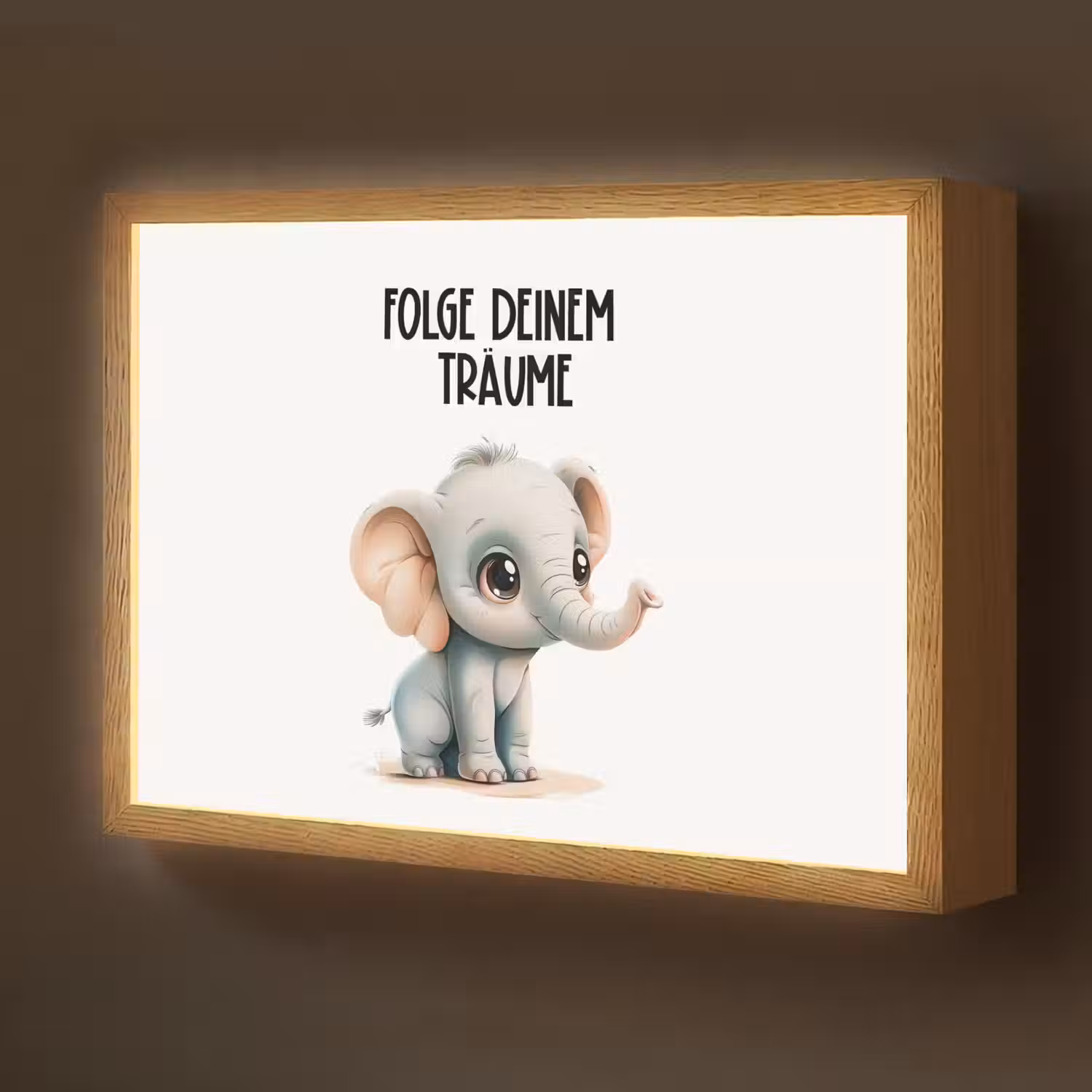 Olifant - Volg je dromen - Quote - Dier Light Box met batterij (Wandlamp kind) middel -z3d_website