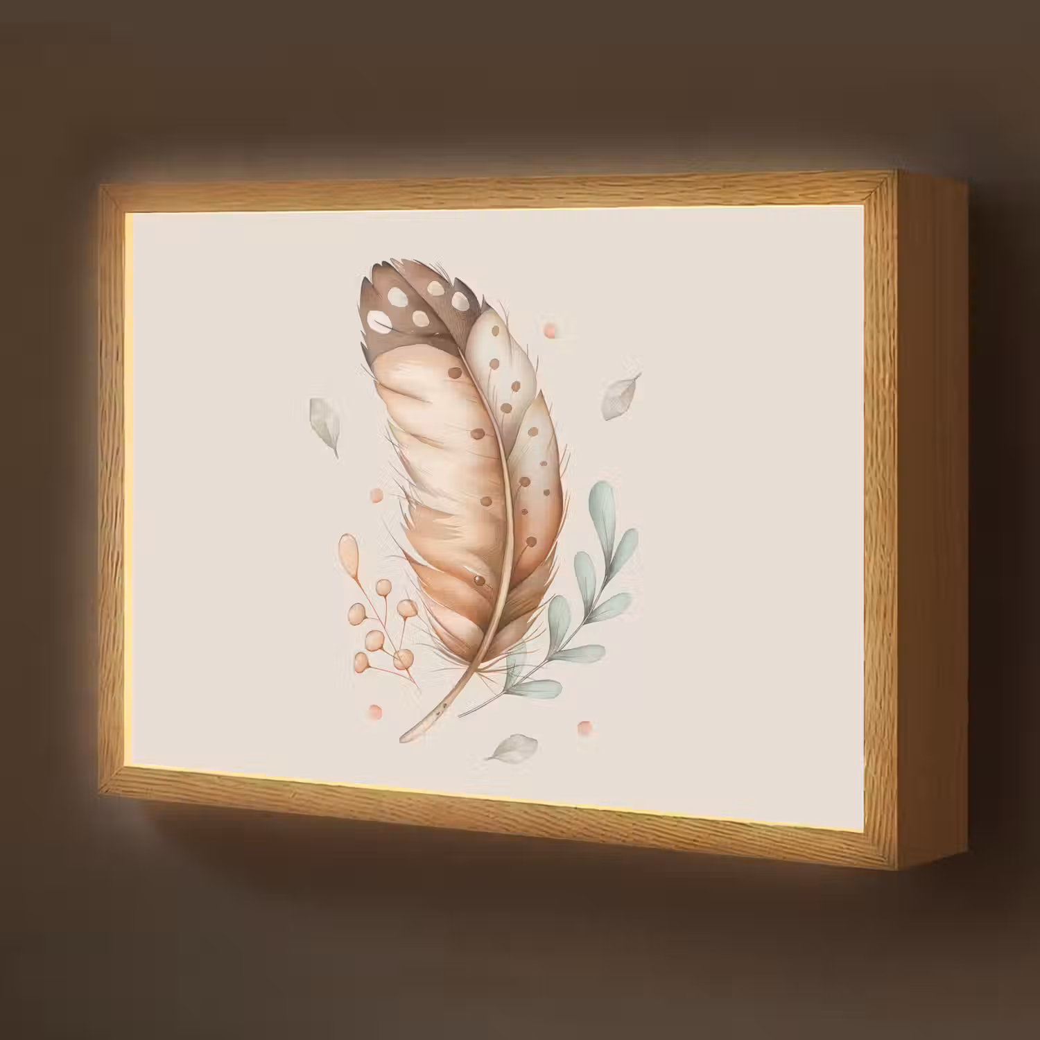 Veer - Bohemian - Boho - Pastel kleuren Light Box met batterij (Wandlamp kind) middel -z3d_website