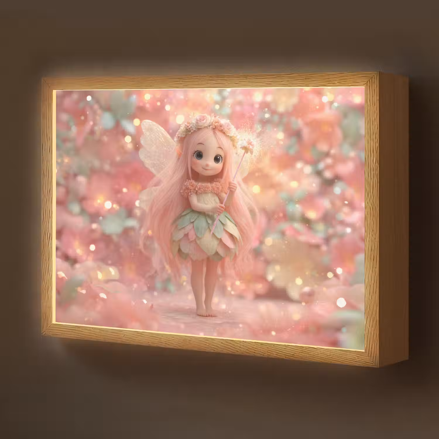 Fee - Bloemen - Roze Light Box met batterij (Wandlamp kind) middel -z3d_website