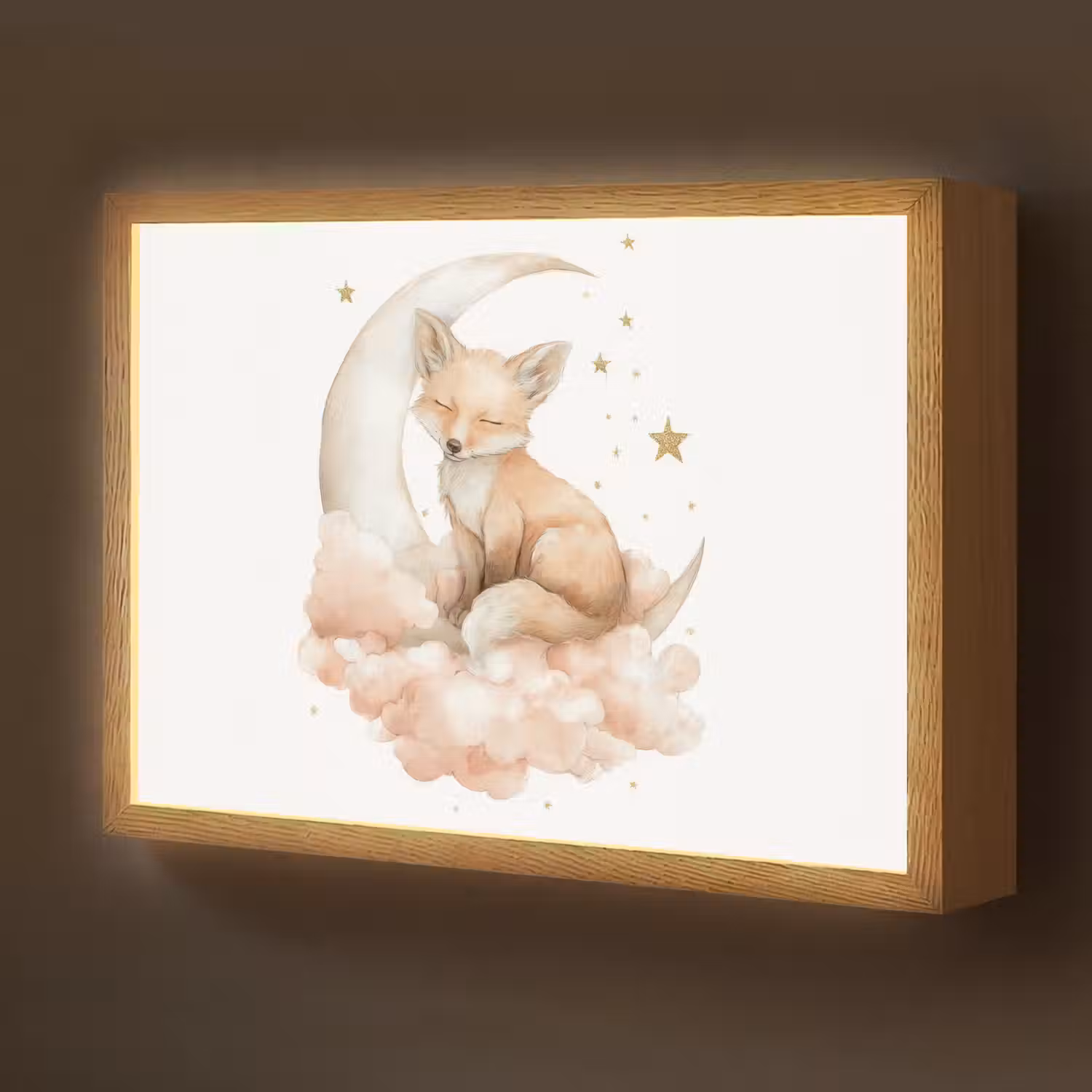 Vos - Wolken - Maan - Sterren Light Box met batterij (Wandlamp kind) middel -z3d_website